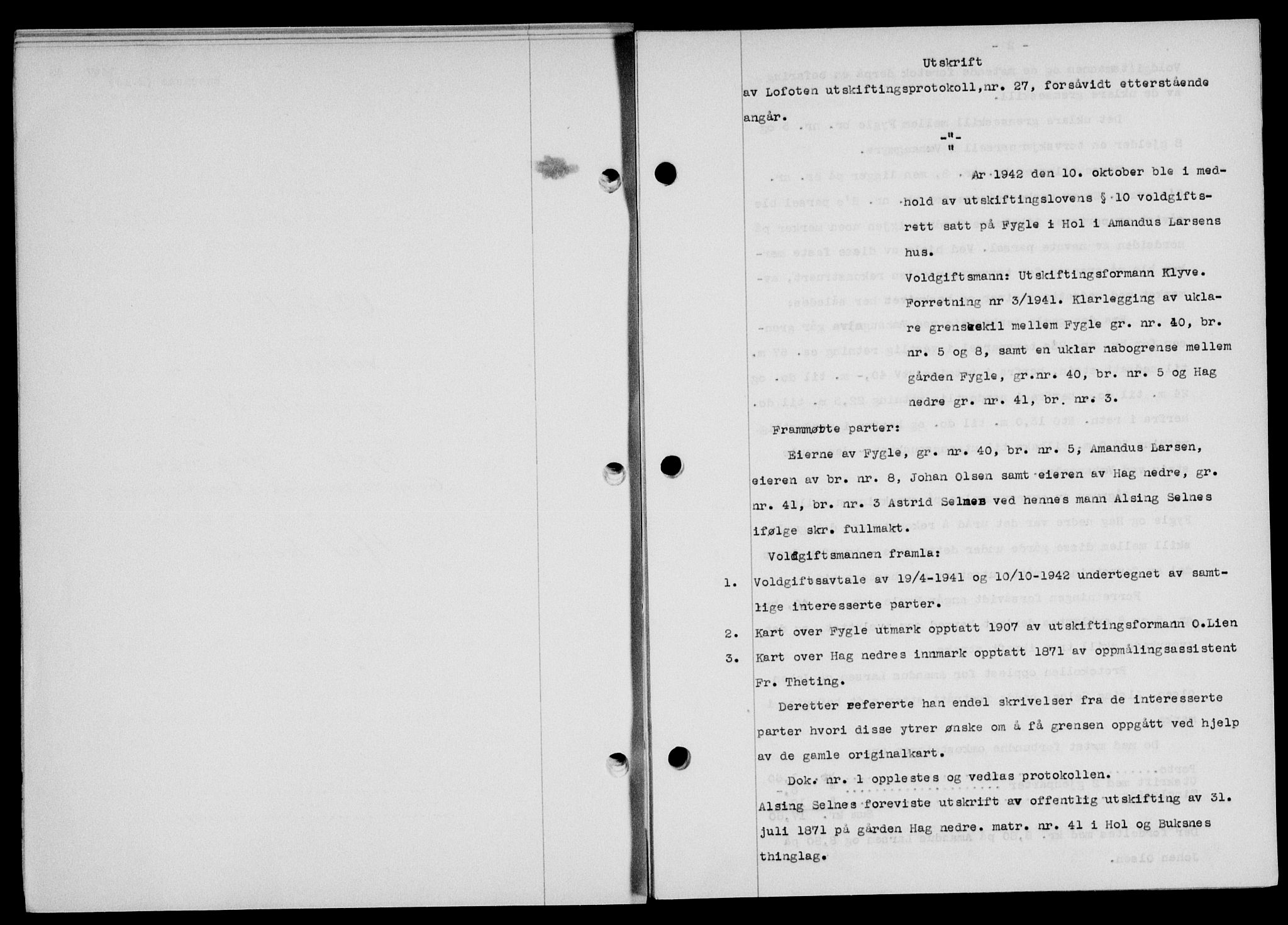 Lofoten sorenskriveri, SAT/A-0017/1/2/2C/L0012a: Mortgage book no. 12a, 1943-1944, Diary no: : 1447/1943