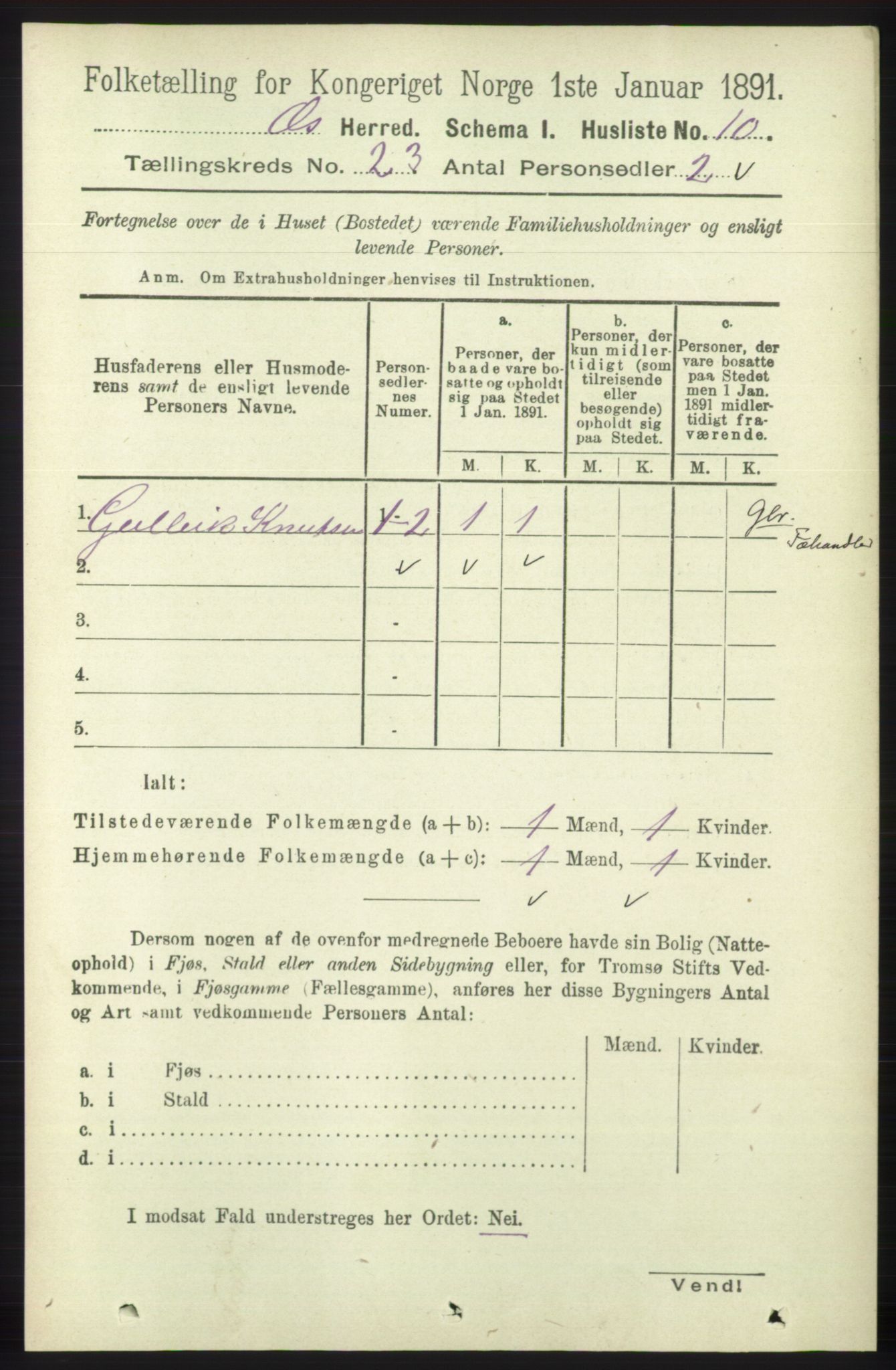 RA, 1891 census for 1243 Os, 1891, p. 5056