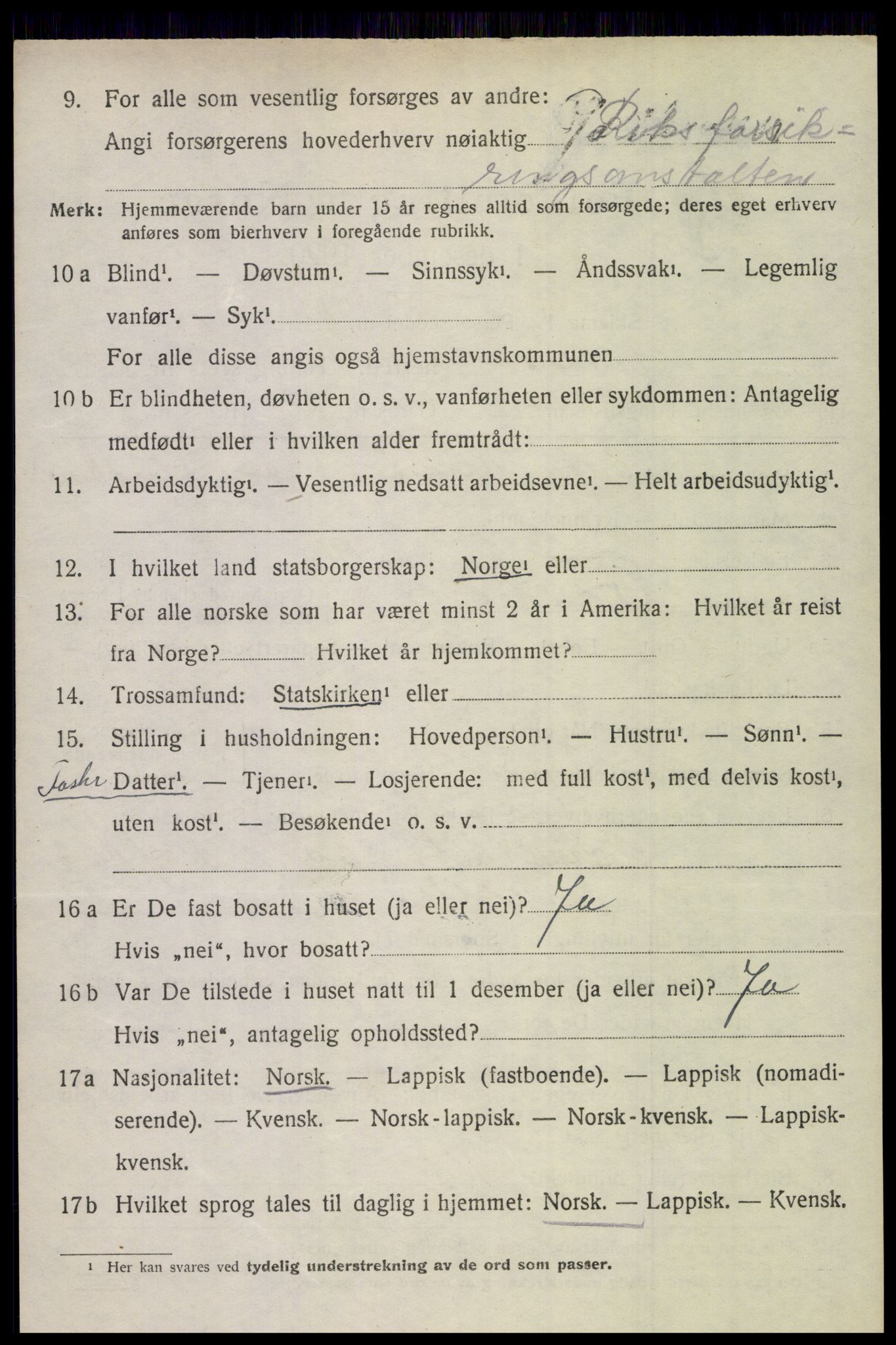 SAT, 1920 census for Saltdal, 1920, p. 7366