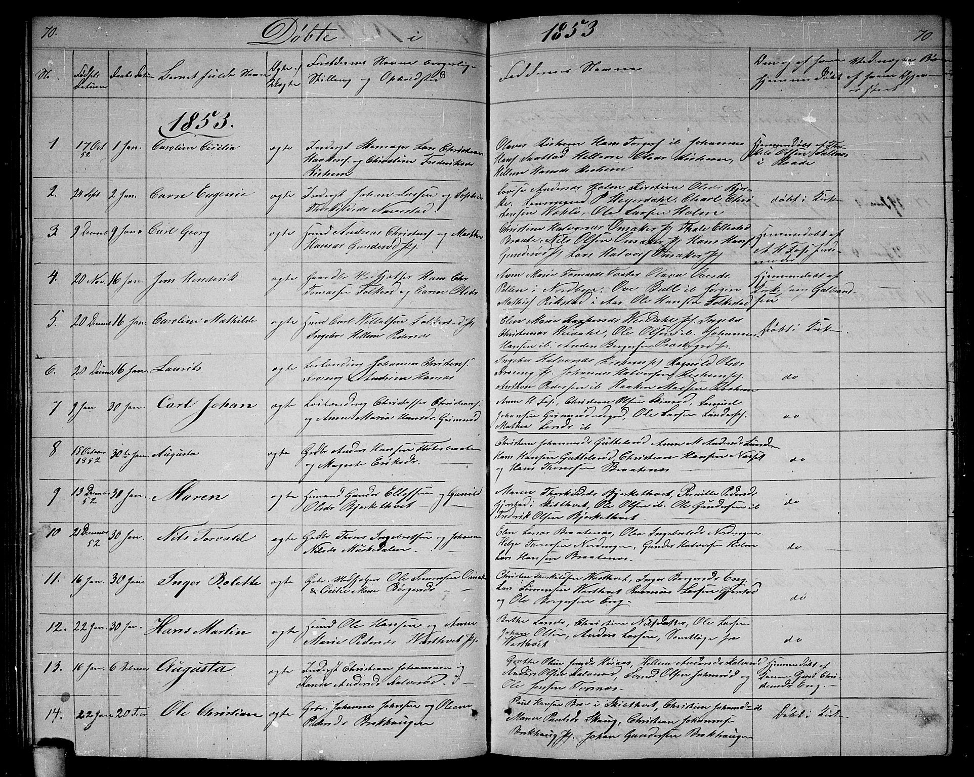 Våler prestekontor Kirkebøker, AV/SAO-A-11083/G/Ga/L0002: Parish register (copy) no. I 2, 1839-1860, p. 70