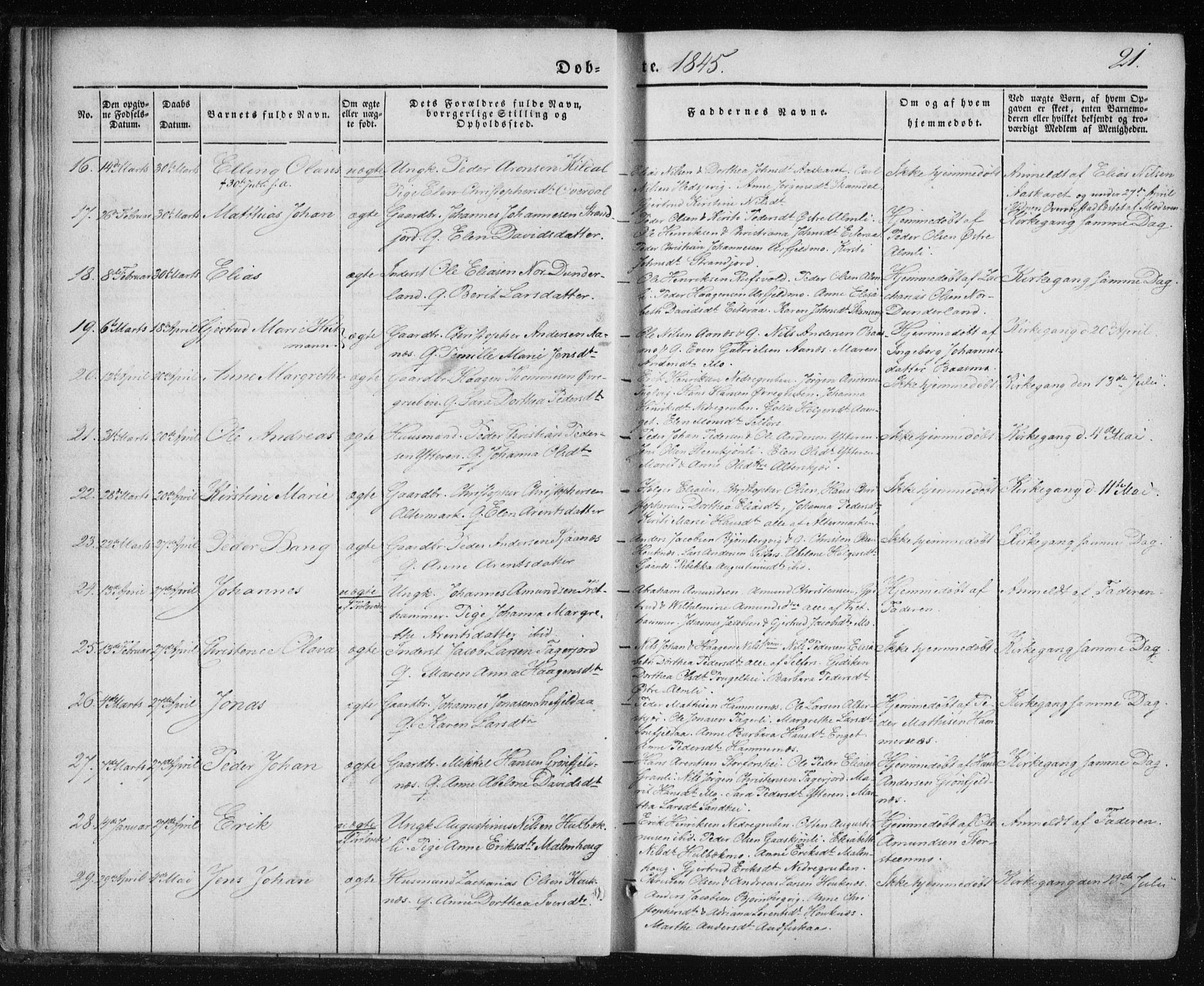 Ministerialprotokoller, klokkerbøker og fødselsregistre - Nordland, AV/SAT-A-1459/827/L0391: Parish register (official) no. 827A03, 1842-1852, p. 21