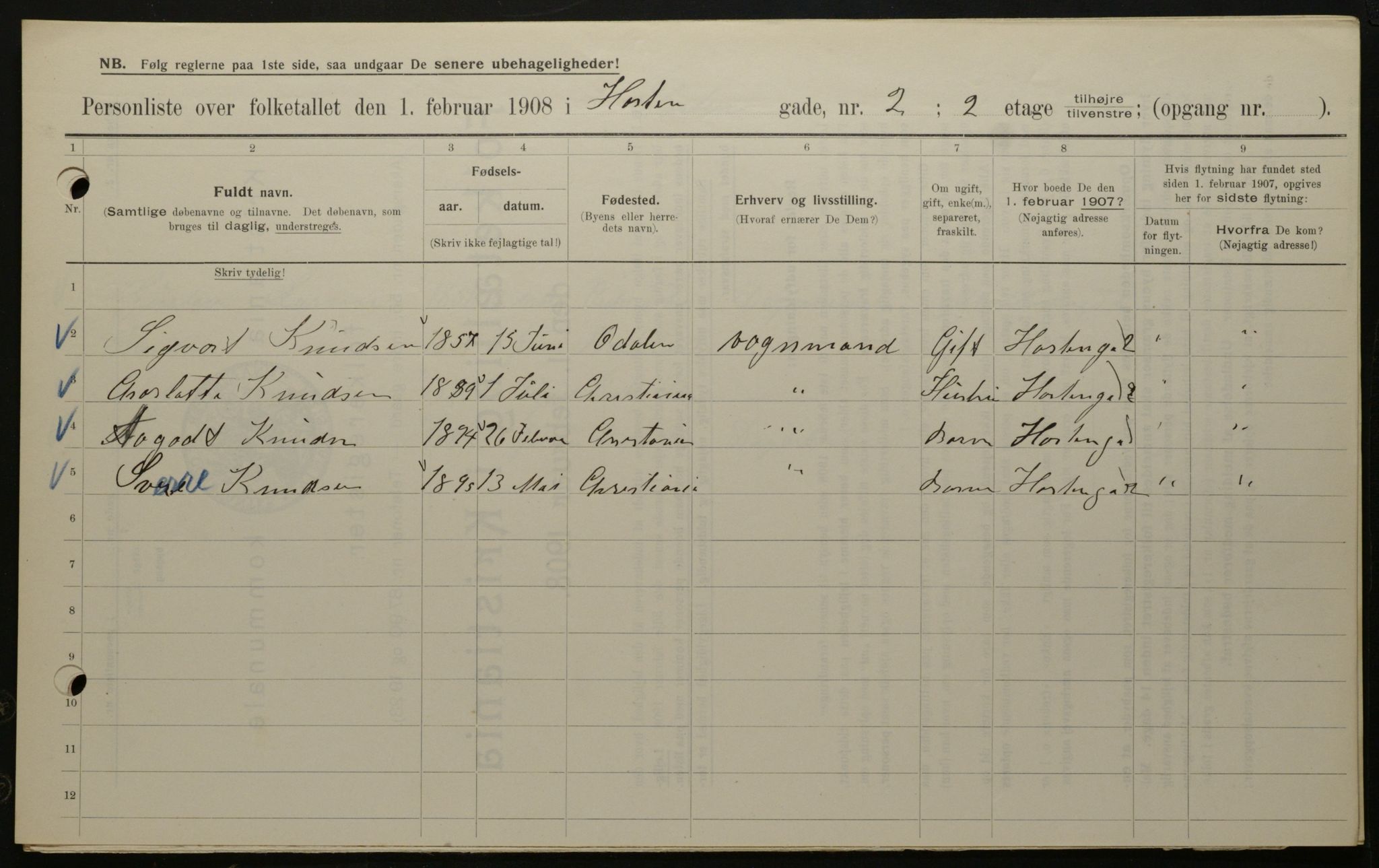 OBA, Municipal Census 1908 for Kristiania, 1908, p. 37242