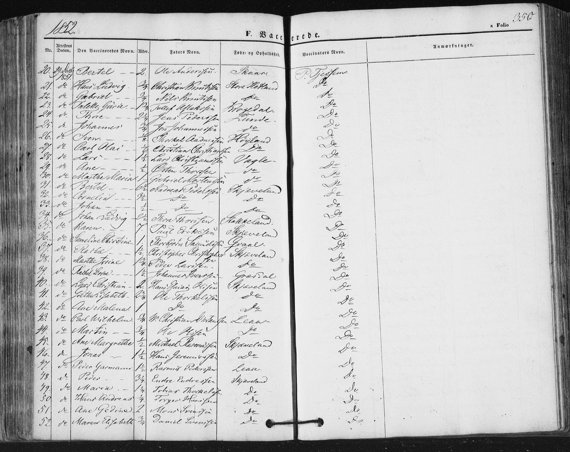 Høyland sokneprestkontor, SAST/A-101799/001/30BA/L0008: Parish register (official) no. A 8, 1841-1856, p. 350