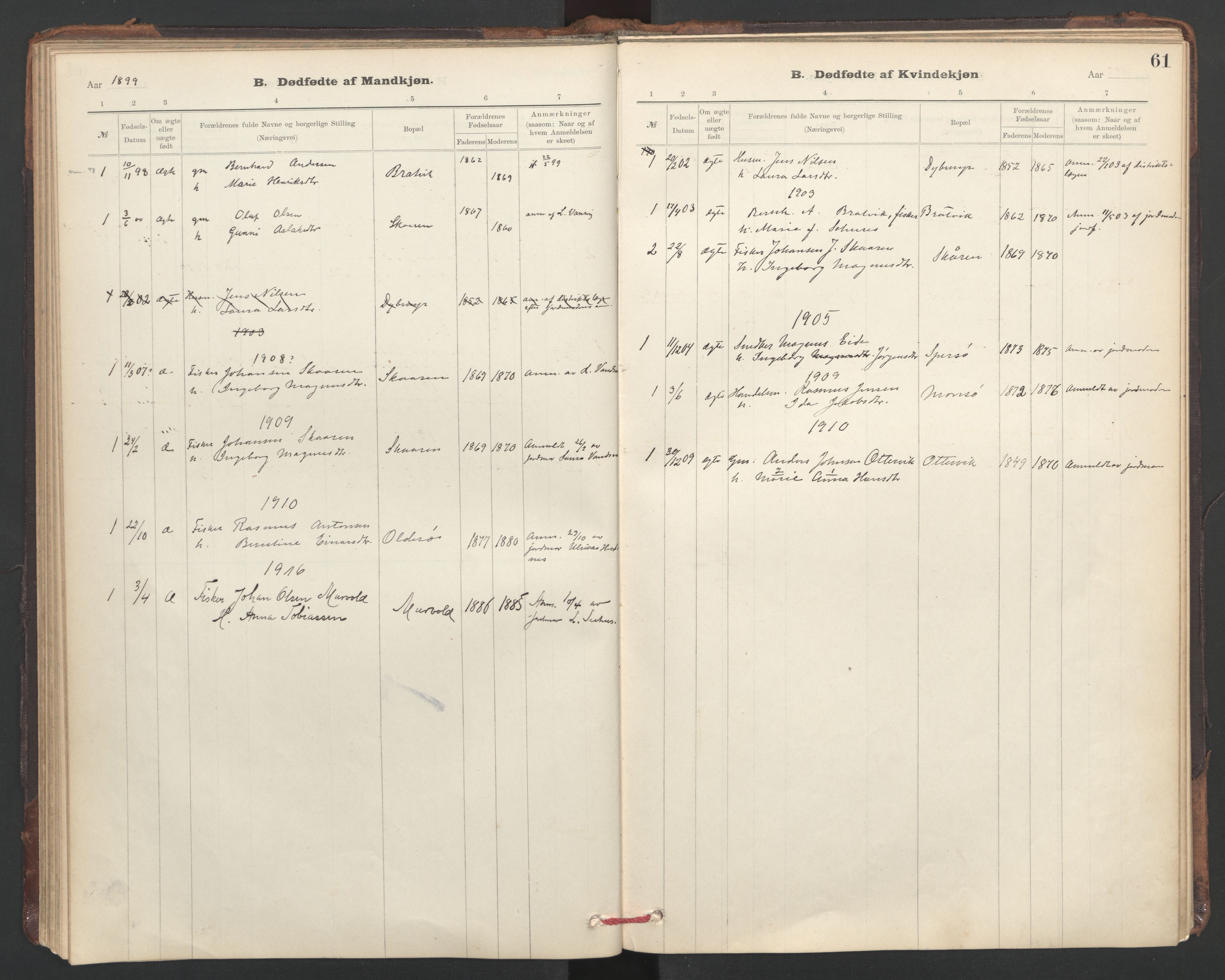Ministerialprotokoller, klokkerbøker og fødselsregistre - Sør-Trøndelag, SAT/A-1456/635/L0552: Parish register (official) no. 635A02, 1899-1919, p. 61
