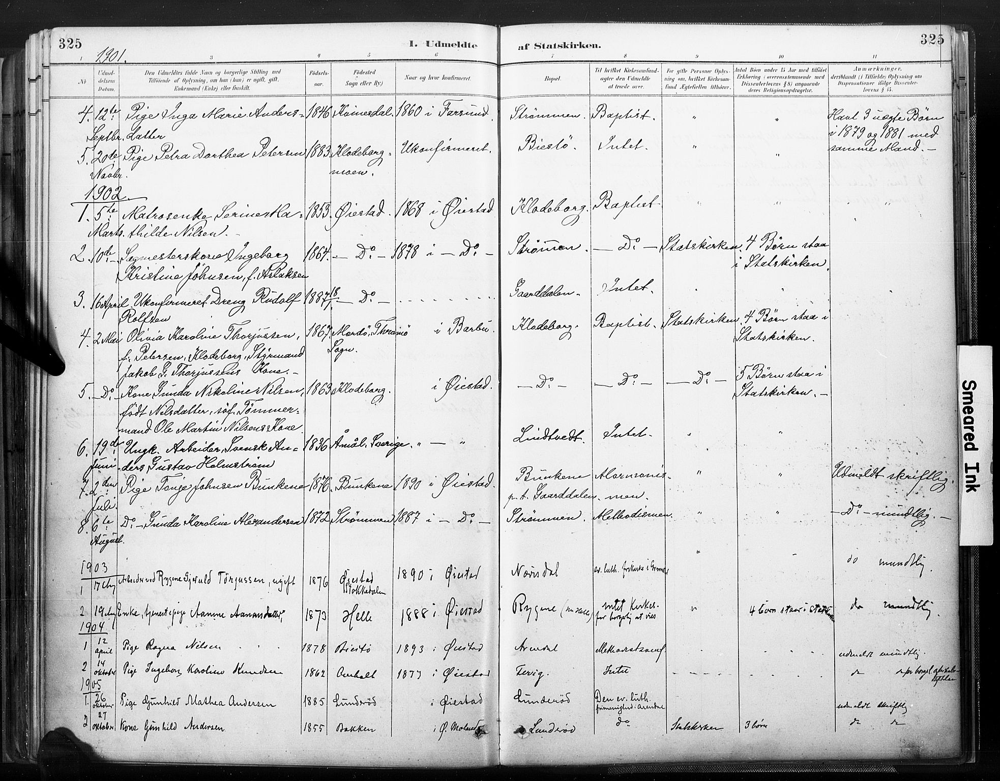 Øyestad sokneprestkontor, SAK/1111-0049/F/Fa/L0018: Parish register (official) no. A 18, 1897-1907, p. 325