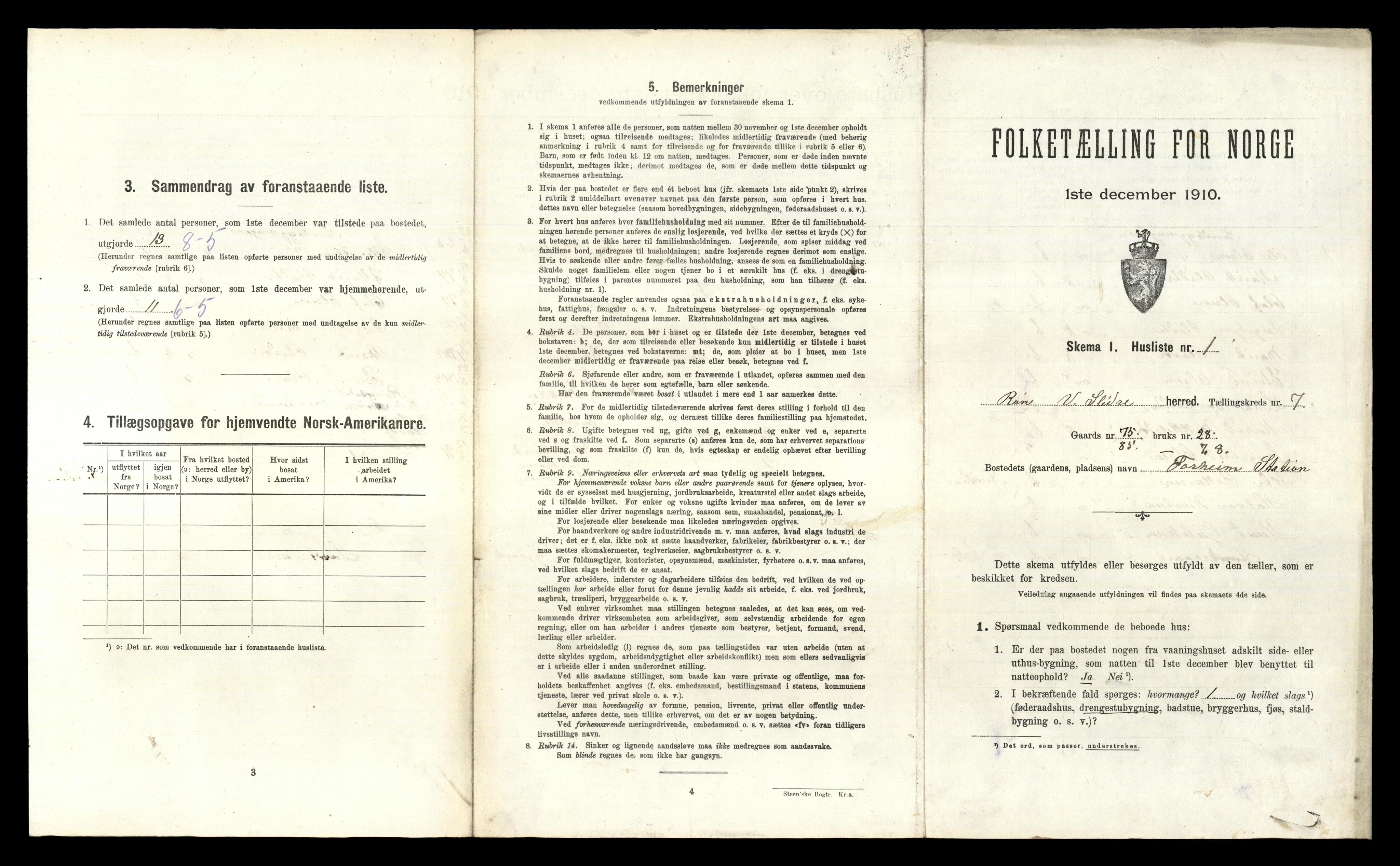 RA, 1910 census for Vestre Slidre, 1910, p. 679