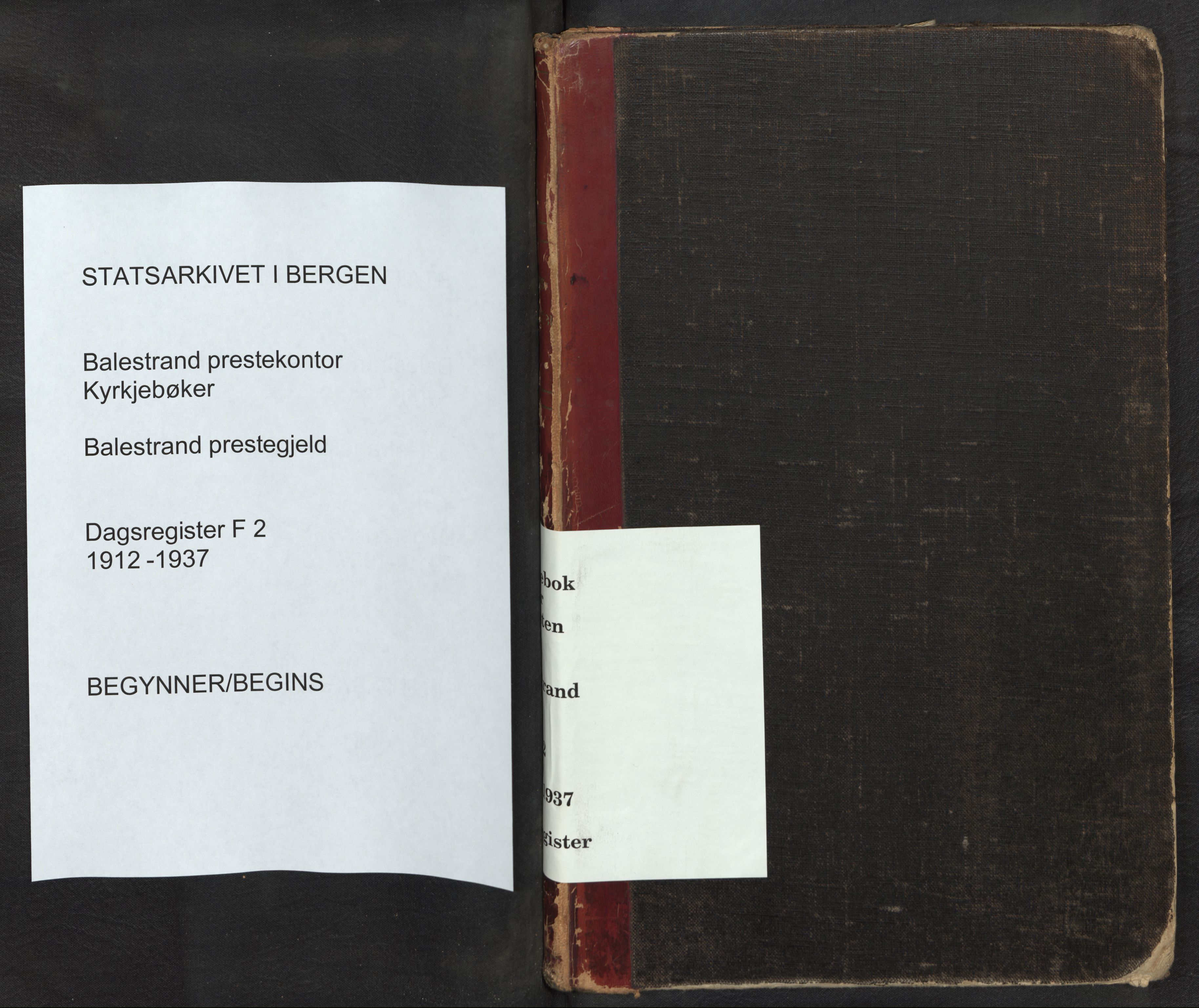 Balestrand sokneprestembete, SAB/A-79601/H/Haa/Haaf/L0002: Diary records no. F 2, 1912-1937