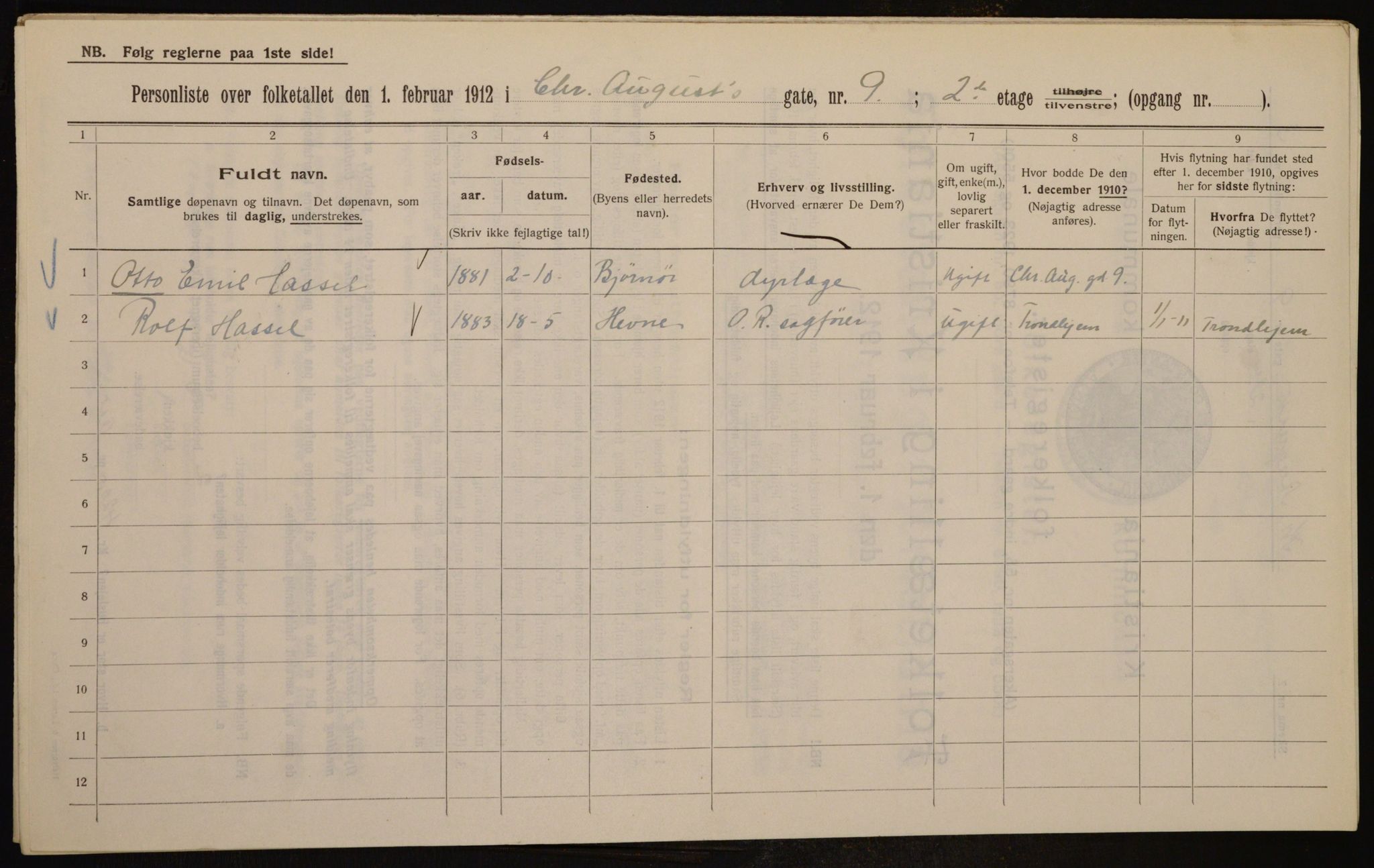 OBA, Municipal Census 1912 for Kristiania, 1912, p. 54253