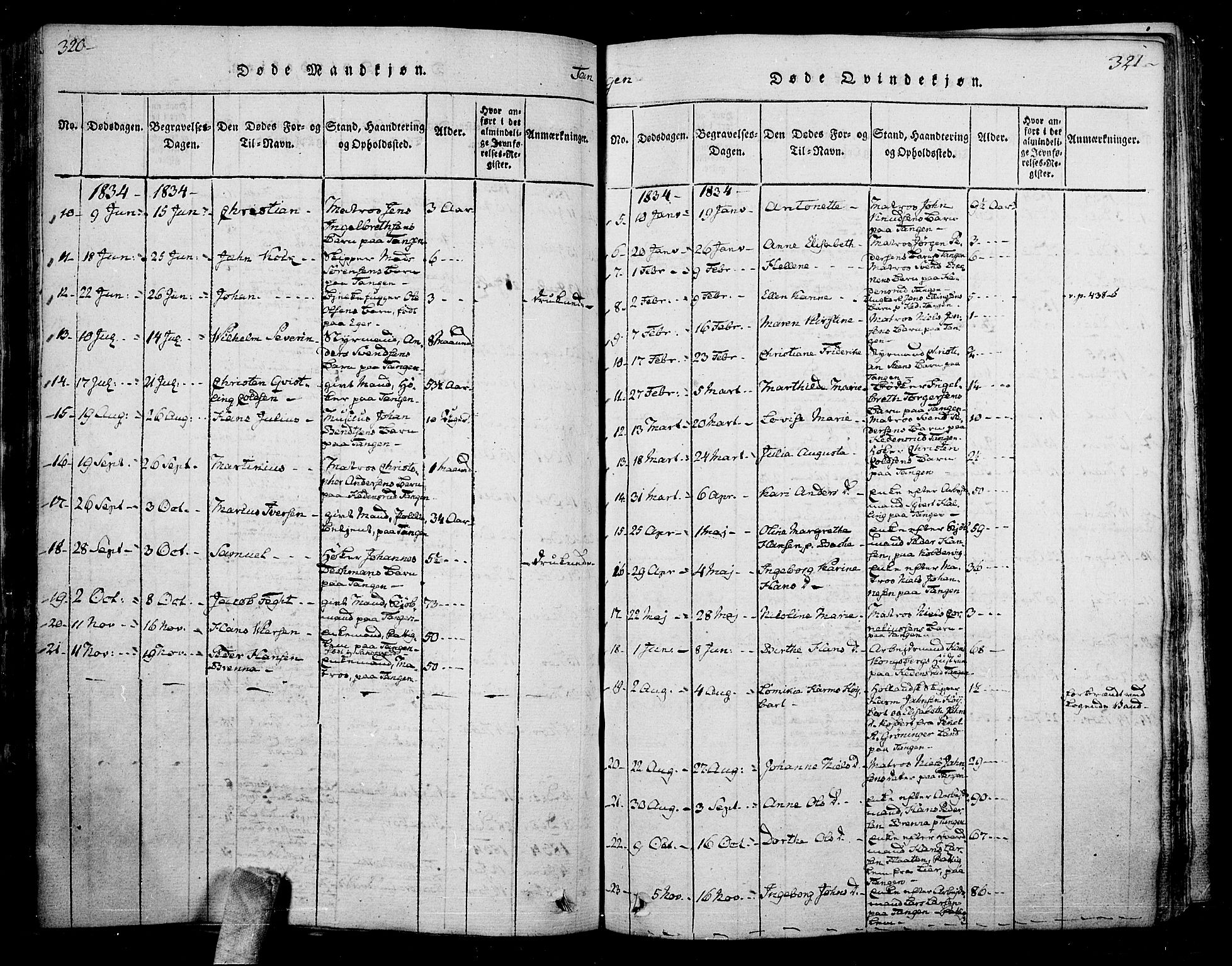 Skoger kirkebøker, SAKO/A-59/F/Fa/L0002: Parish register (official) no. I 2 /2, 1814-1842, p. 320-321
