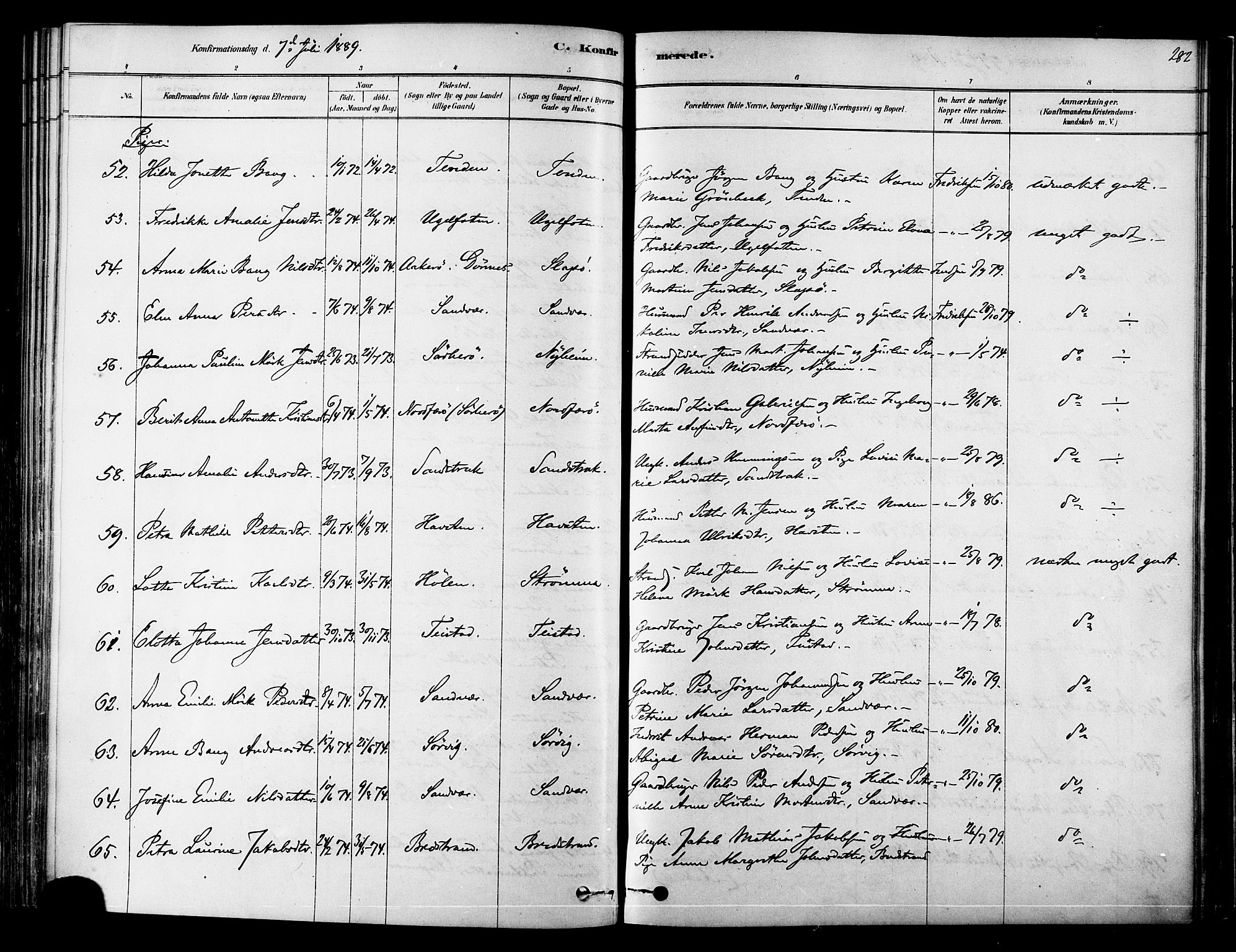 Ministerialprotokoller, klokkerbøker og fødselsregistre - Nordland, AV/SAT-A-1459/834/L0507: Parish register (official) no. 834A05, 1878-1892, p. 282