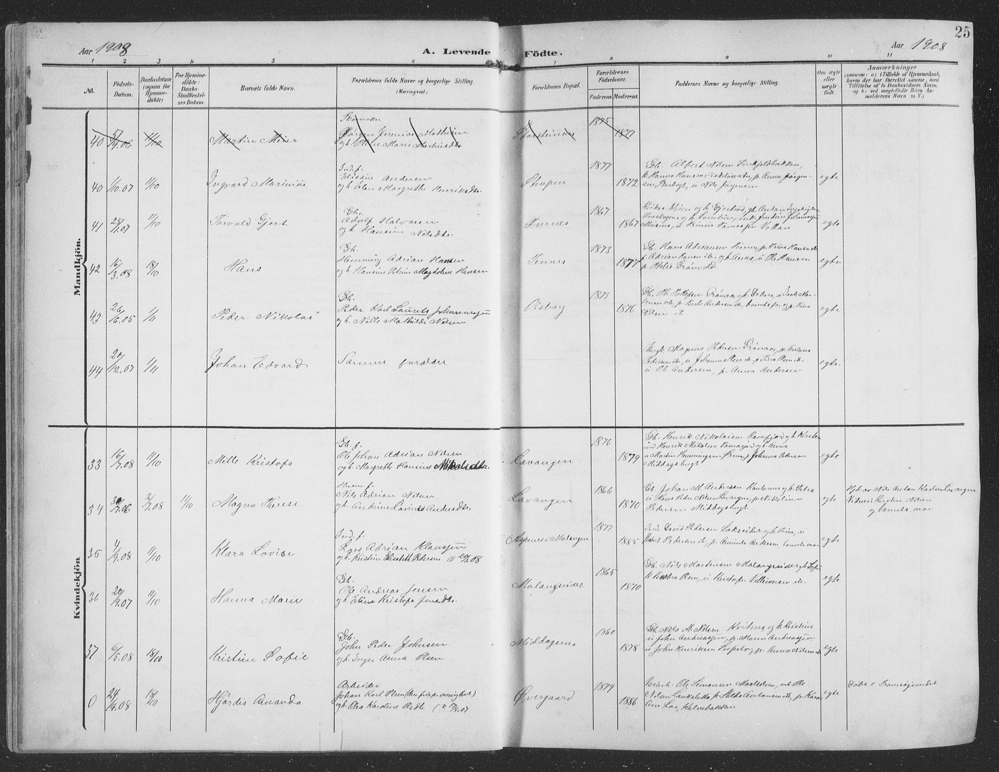 Balsfjord sokneprestembete, AV/SATØ-S-1303/G/Ga/L0009klokker: Parish register (copy) no. 9, 1906-1920, p. 25