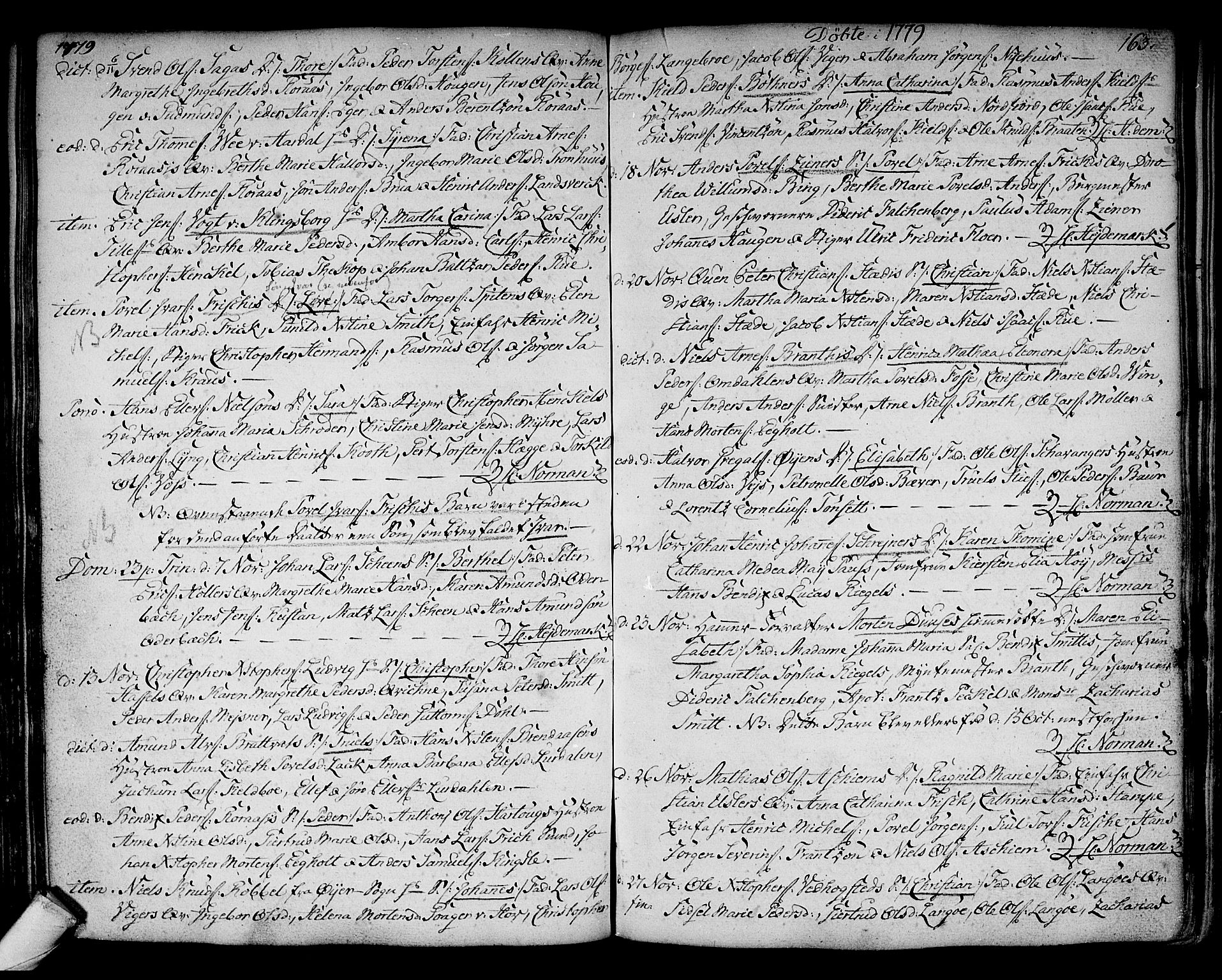 Kongsberg kirkebøker, SAKO/A-22/F/Fa/L0005: Parish register (official) no. I 5, 1769-1782, p. 163