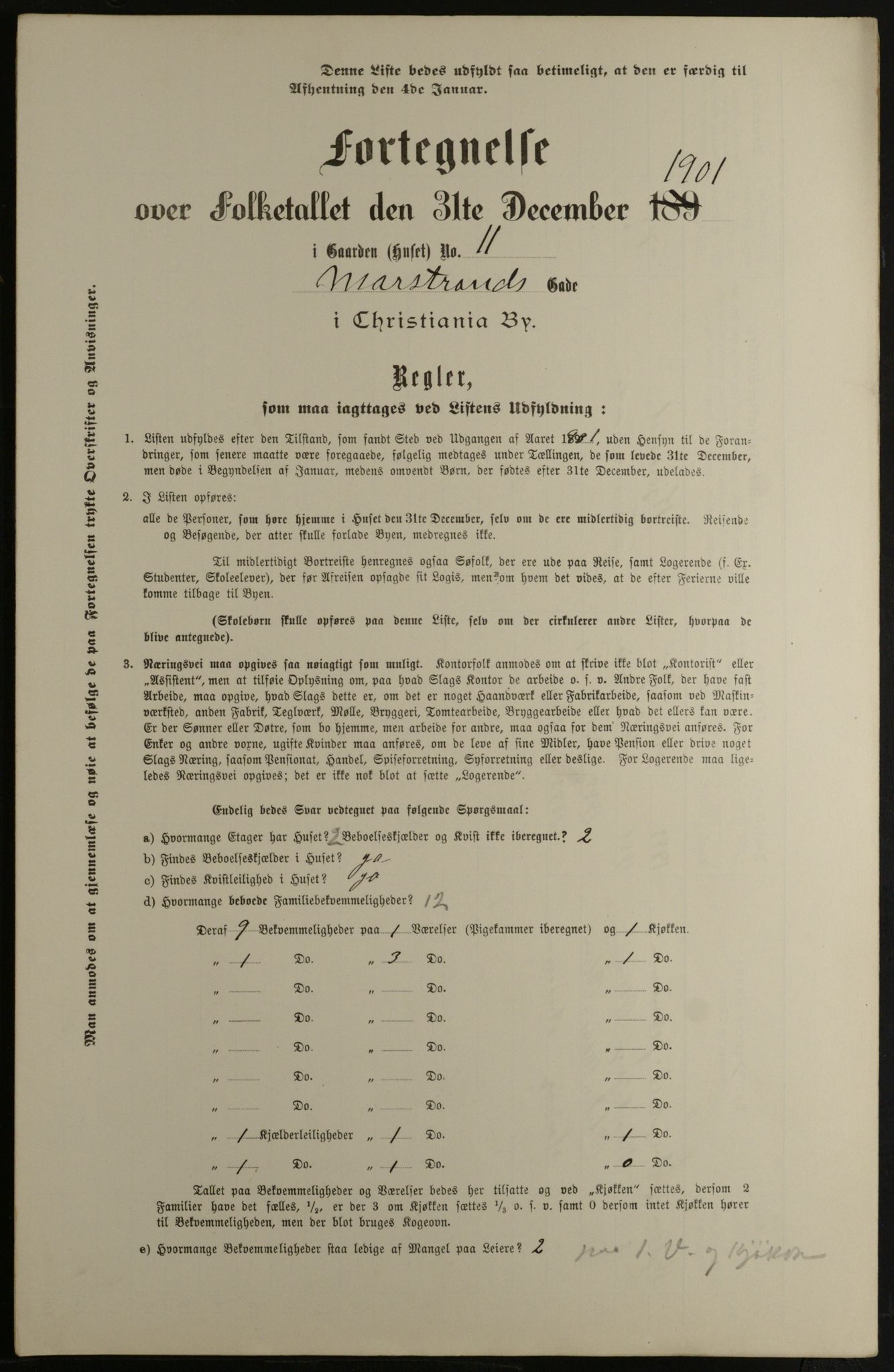 OBA, Municipal Census 1901 for Kristiania, 1901, p. 9969