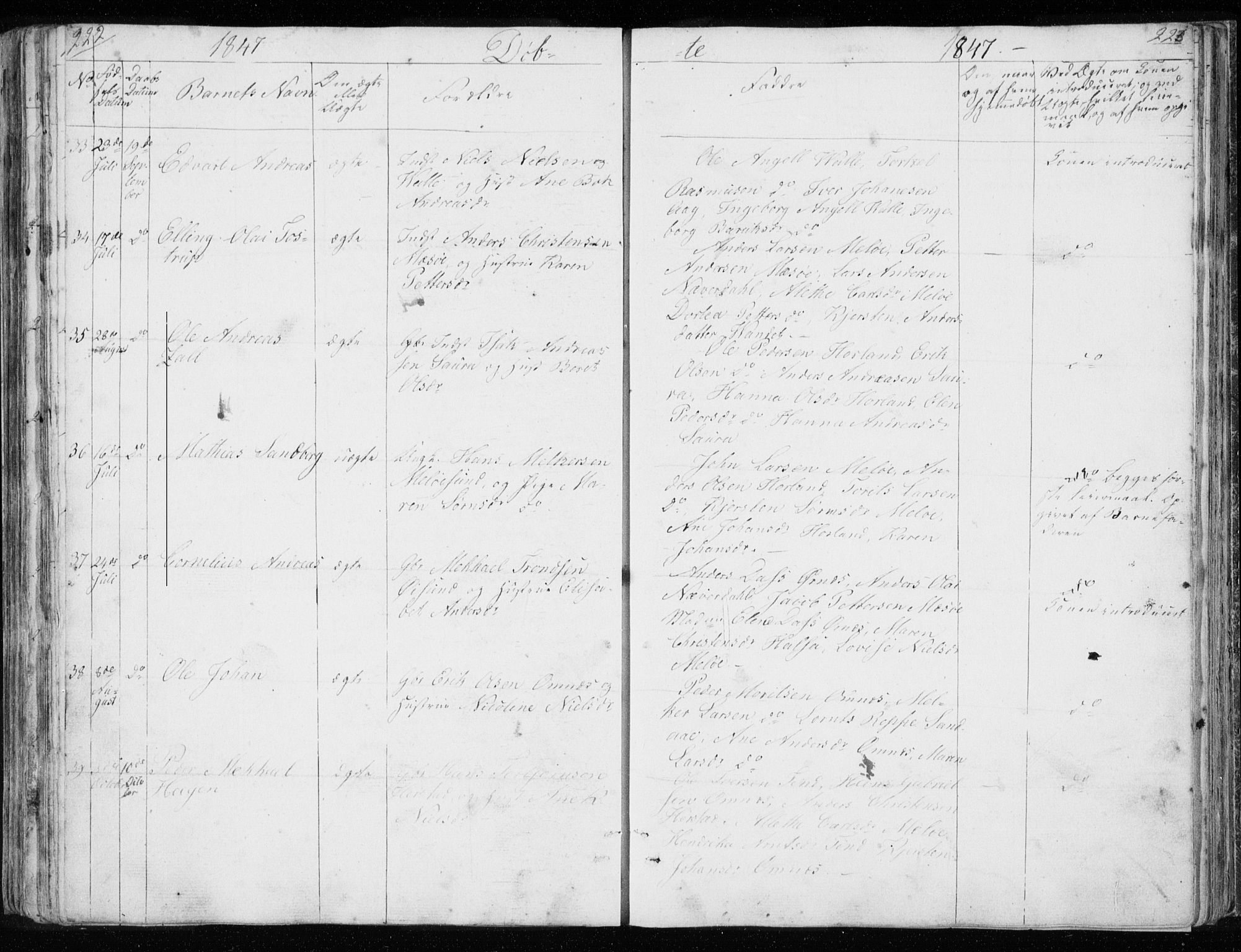Ministerialprotokoller, klokkerbøker og fødselsregistre - Nordland, AV/SAT-A-1459/843/L0632: Parish register (copy) no. 843C01, 1833-1853, p. 222-223