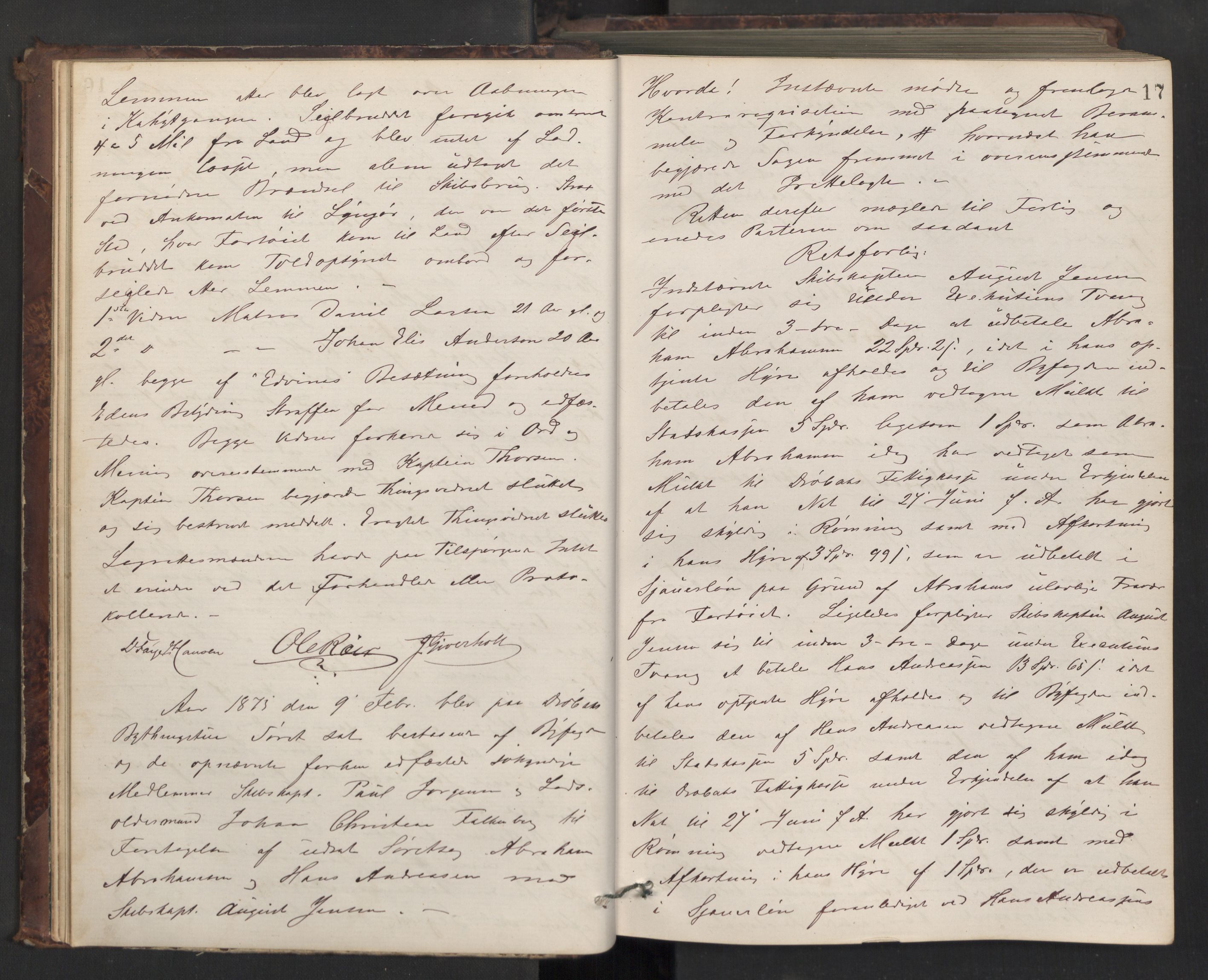 Drøbak byfogd, AV/SAO-A-10144/F/Fb/L0004: Ekstrarettsprotokoll, 1874-1889, p. 16b-17a
