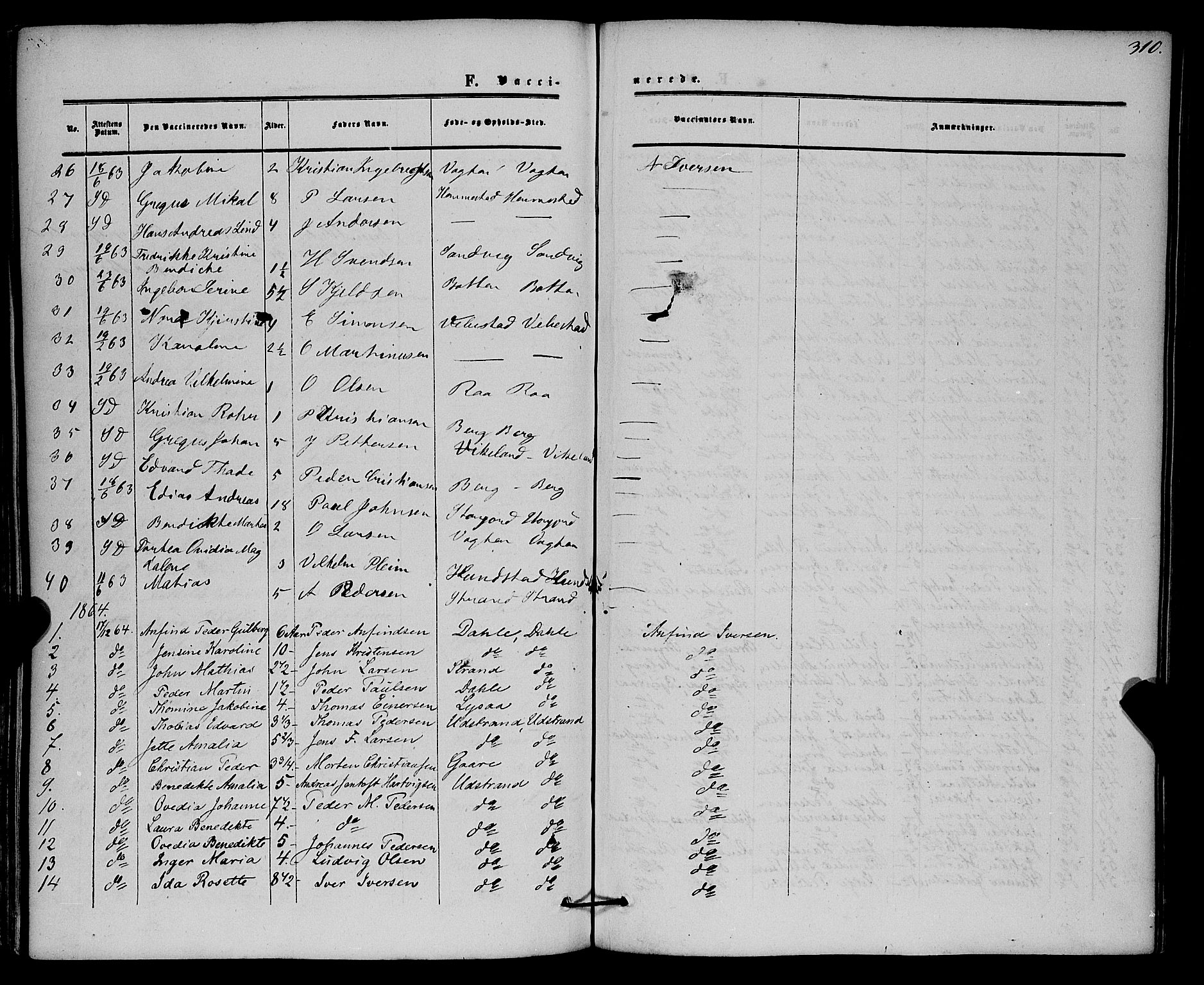 Kvæfjord sokneprestkontor, SATØ/S-1323/G/Ga/Gaa/L0004kirke: Parish register (official) no. 4, 1857-1877, p. 310