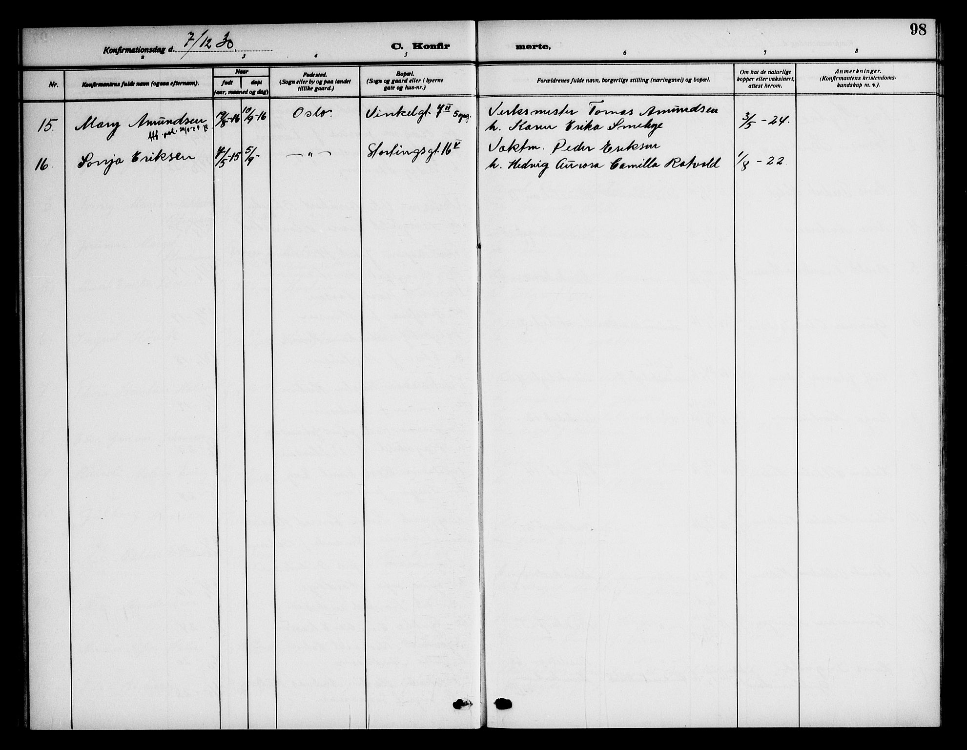 Piperviken prestekontor Kirkebøker, AV/SAO-A-10874/F/L0001: Parish register (official) no. 1, 1911-1958, p. 98