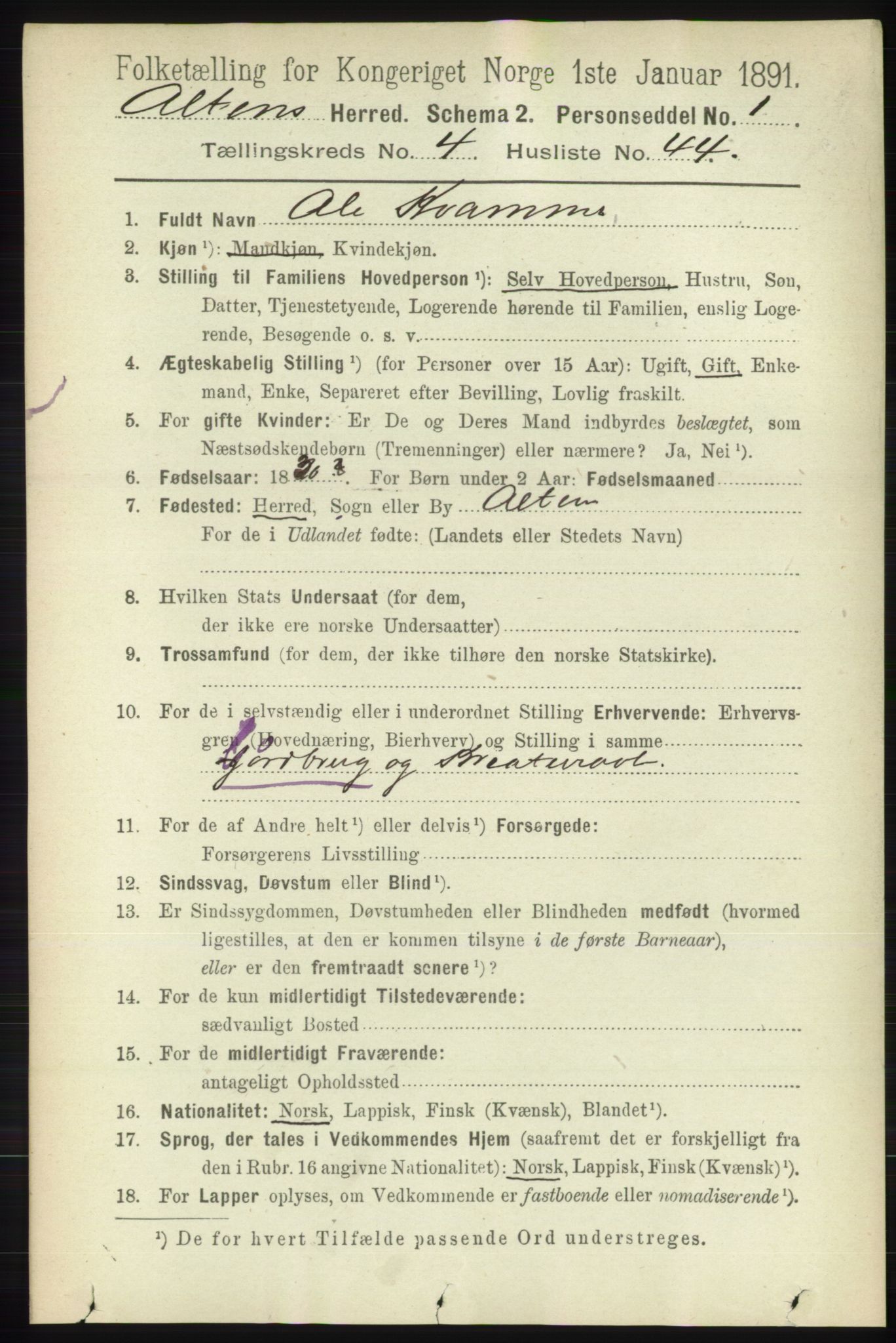 RA, 1891 census for 2012 Alta, 1891, p. 1578
