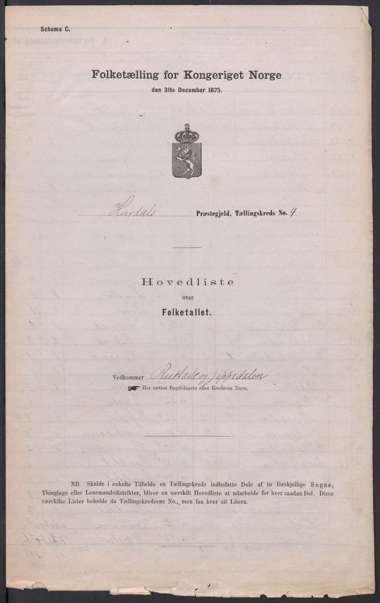 RA, 1875 census for 0239P Hurdal, 1875, p. 16
