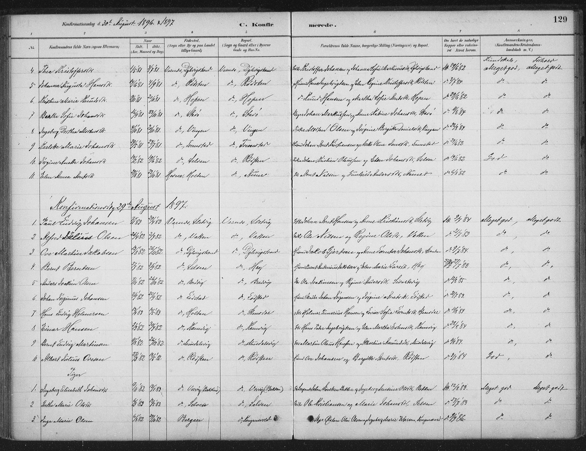 Ministerialprotokoller, klokkerbøker og fødselsregistre - Sør-Trøndelag, SAT/A-1456/662/L0755: Parish register (official) no. 662A01, 1879-1905, p. 129