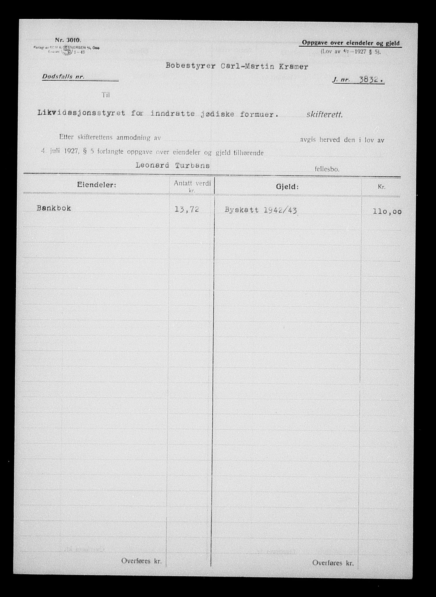 Justisdepartementet, Tilbakeføringskontoret for inndratte formuer, AV/RA-S-1564/H/Hc/Hcc/L0984: --, 1945-1947, p. 603