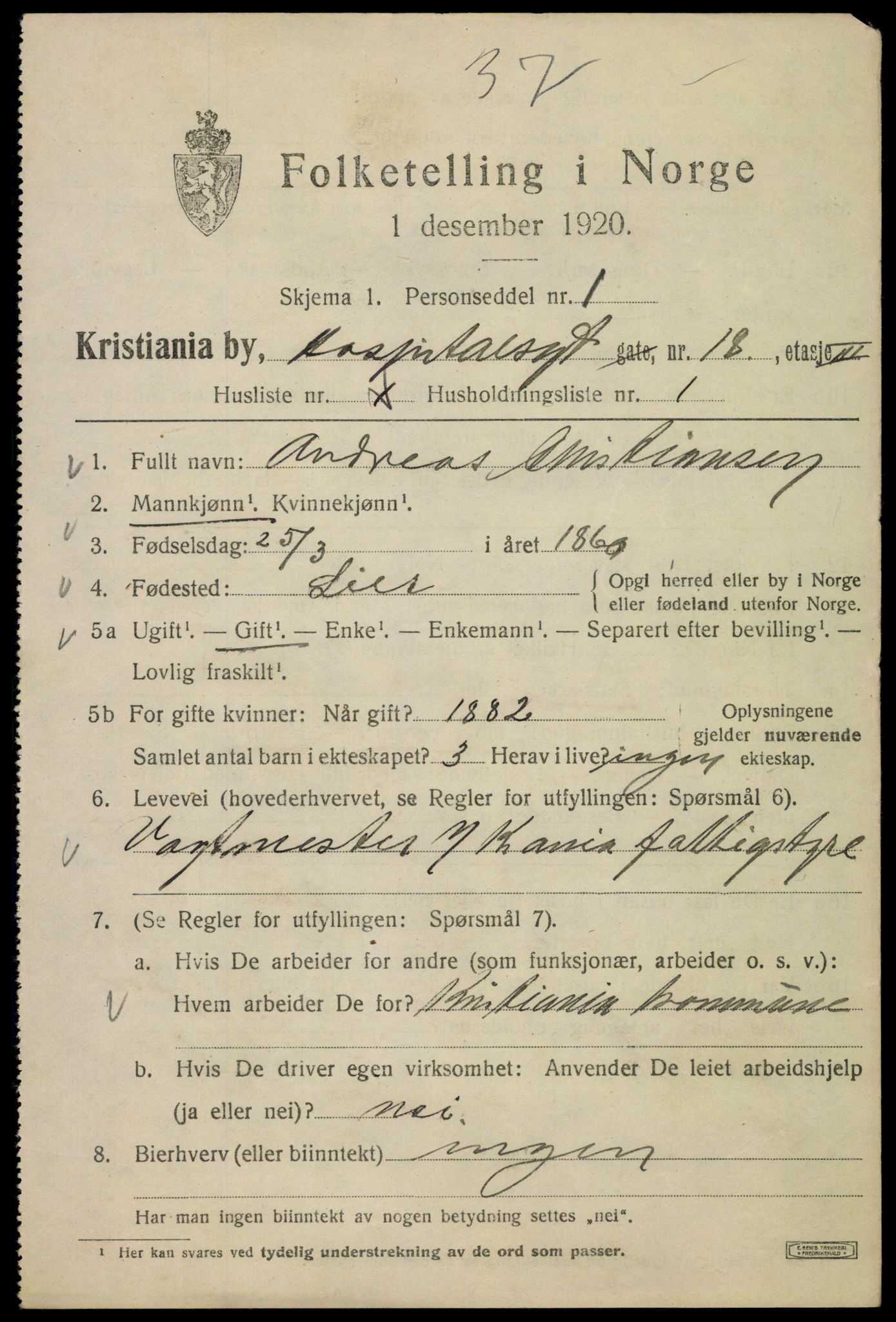 SAO, 1920 census for Kristiania, 1920, p. 299327