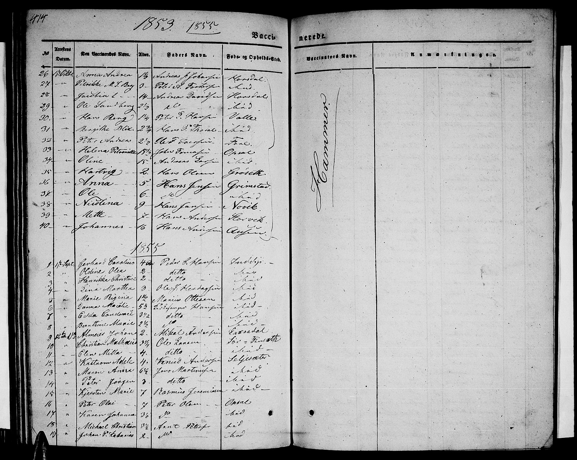 Ministerialprotokoller, klokkerbøker og fødselsregistre - Nordland, SAT/A-1459/805/L0106: Parish register (copy) no. 805C02, 1841-1861, p. 414