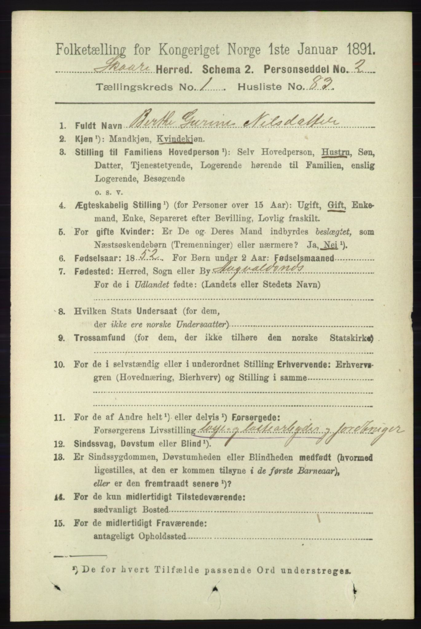 RA, 1891 census for 1153 Skåre, 1891, p. 684