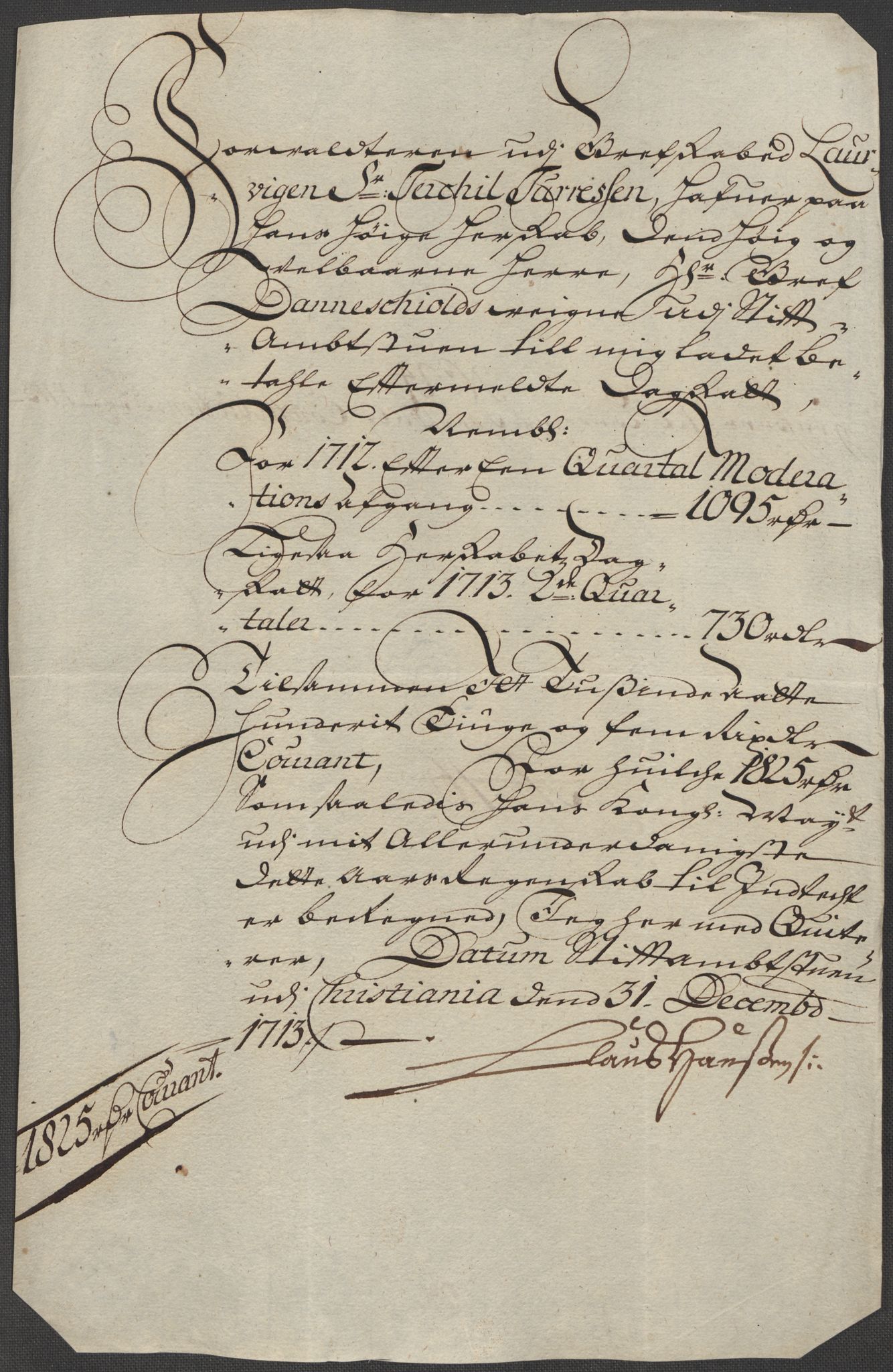 Rentekammeret inntil 1814, Reviderte regnskaper, Fogderegnskap, AV/RA-EA-4092/R33/L1985: Fogderegnskap Larvik grevskap, 1713, p. 348