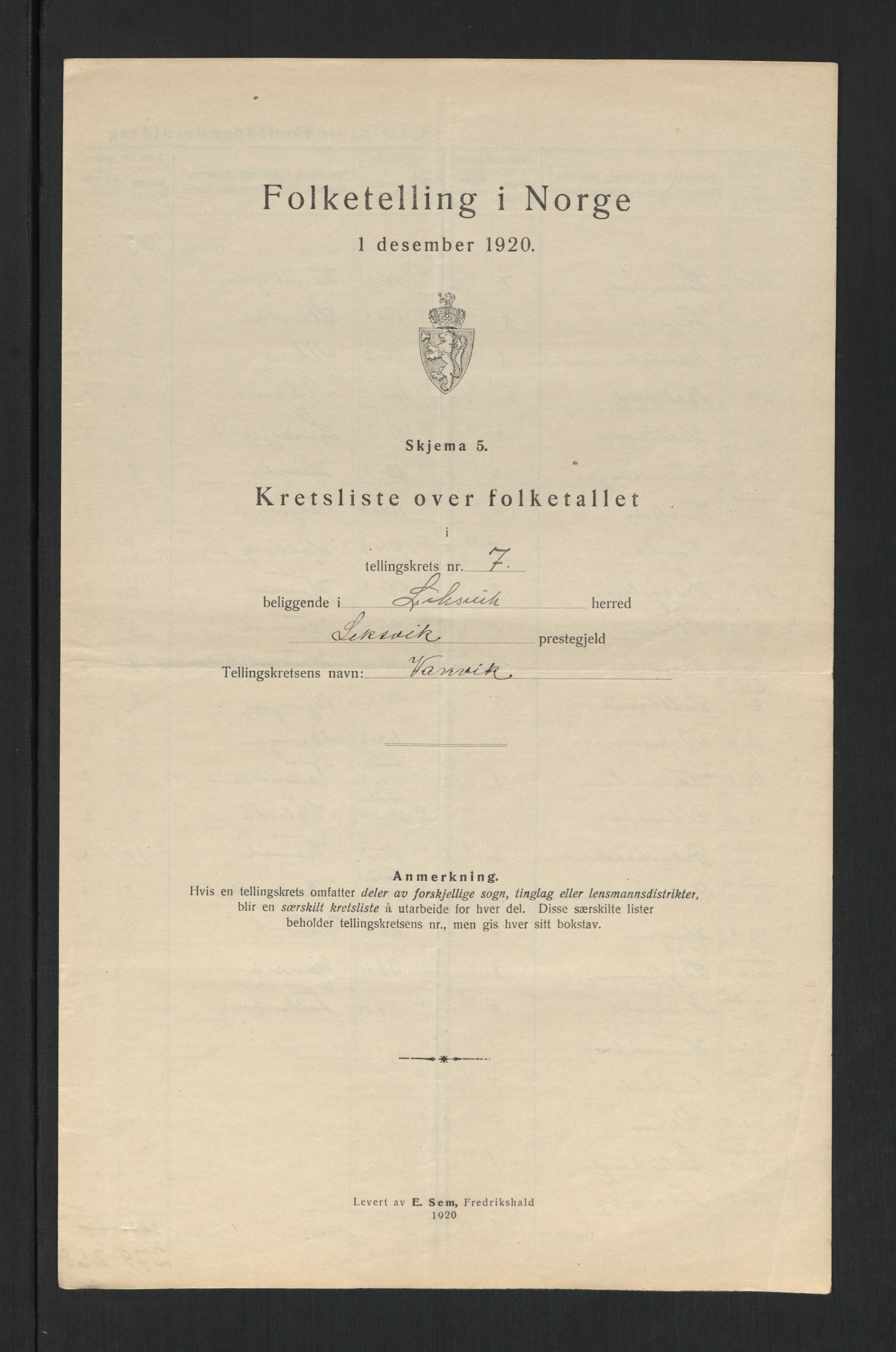 SAT, 1920 census for Leksvik, 1920, p. 33