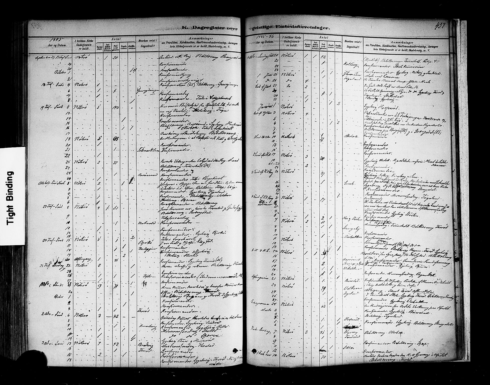 Nøtterøy kirkebøker, AV/SAKO-A-354/F/Fa/L0008: Parish register (official) no. I 8, 1878-1893, p. 457