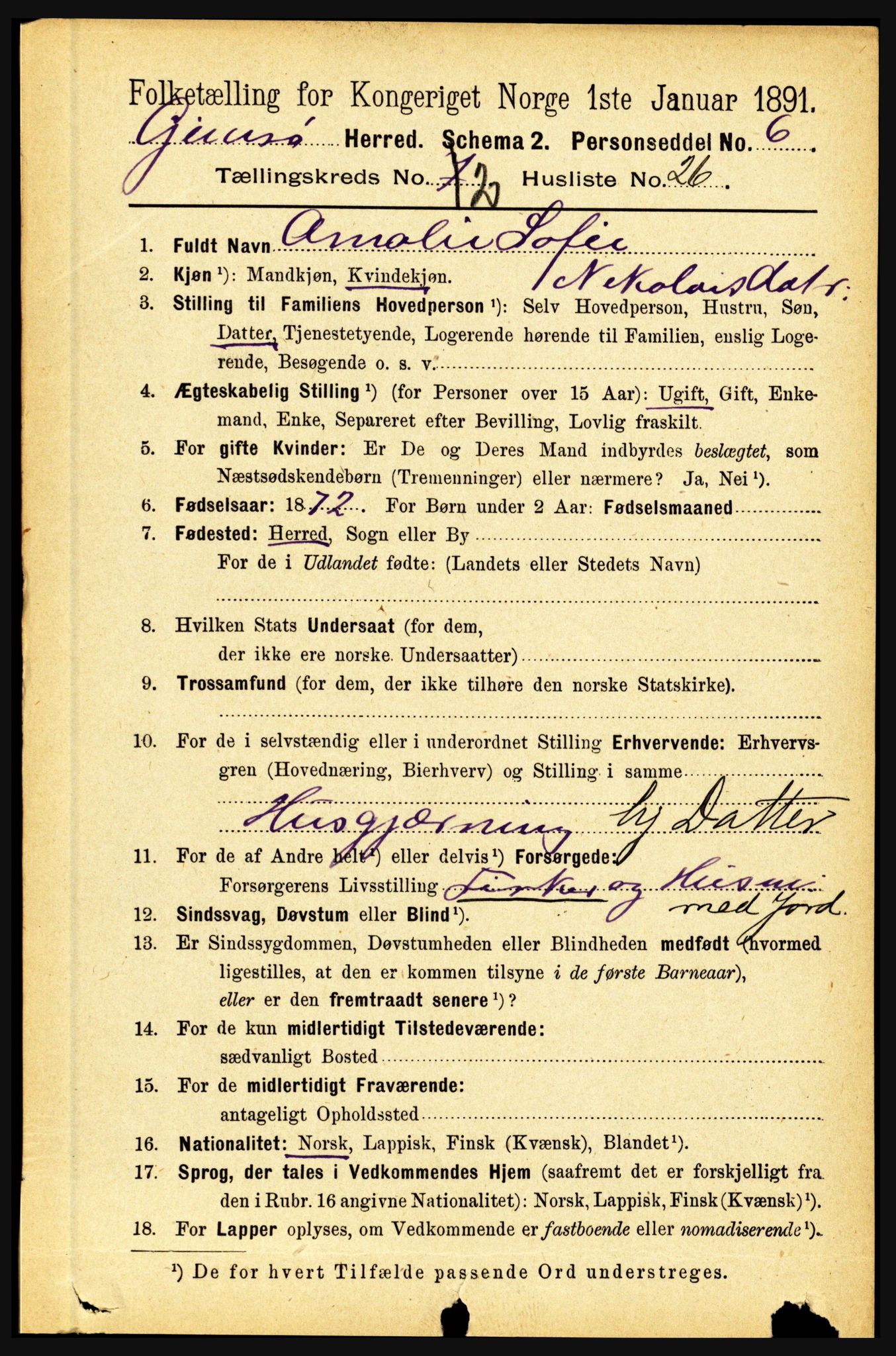 RA, 1891 census for 1864 Gimsøy, 1891, p. 468