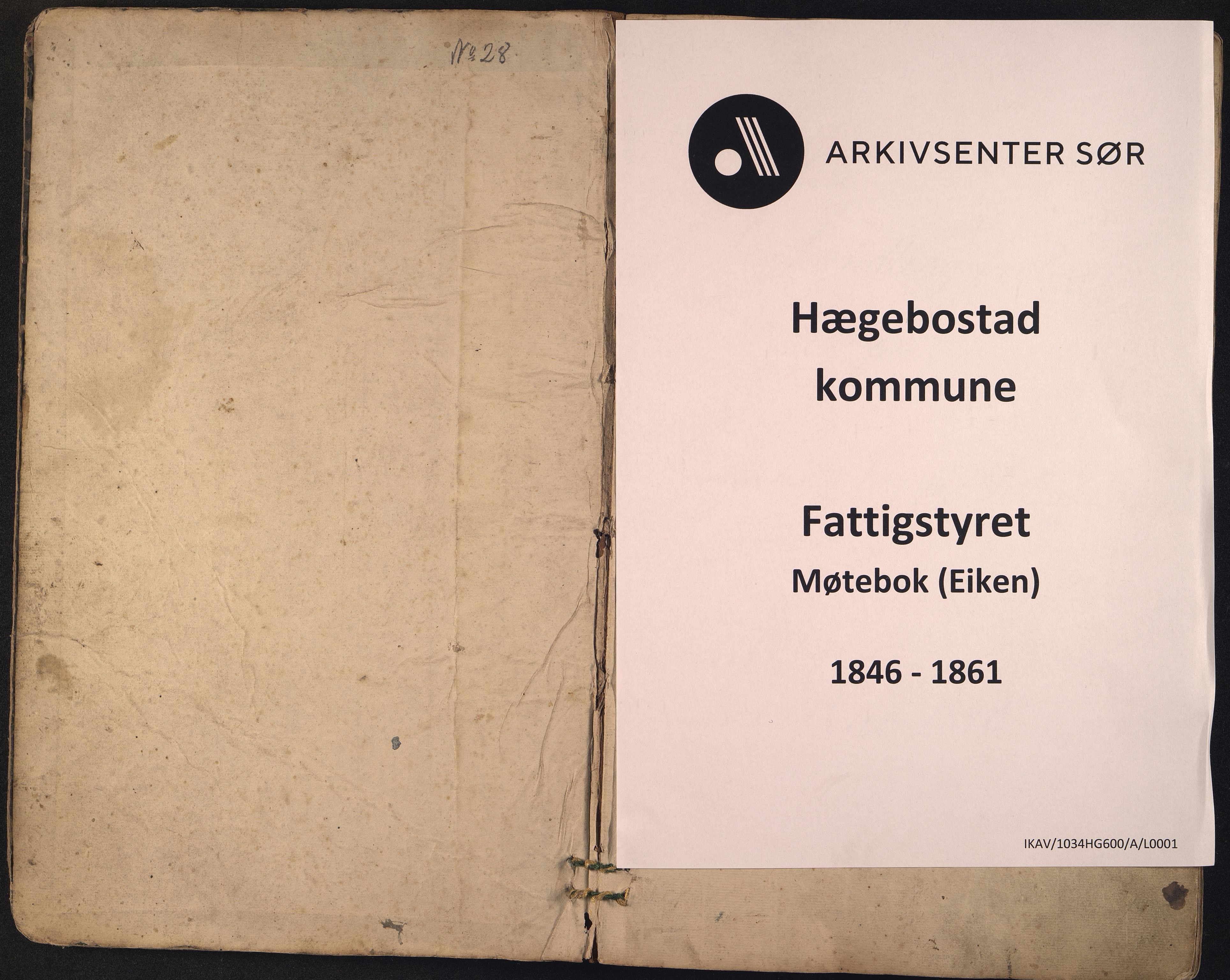 Hægebostad kommune - Fattigstyret, ARKSOR/1034HG600/A/L0001: Møtebok, 1846-1861