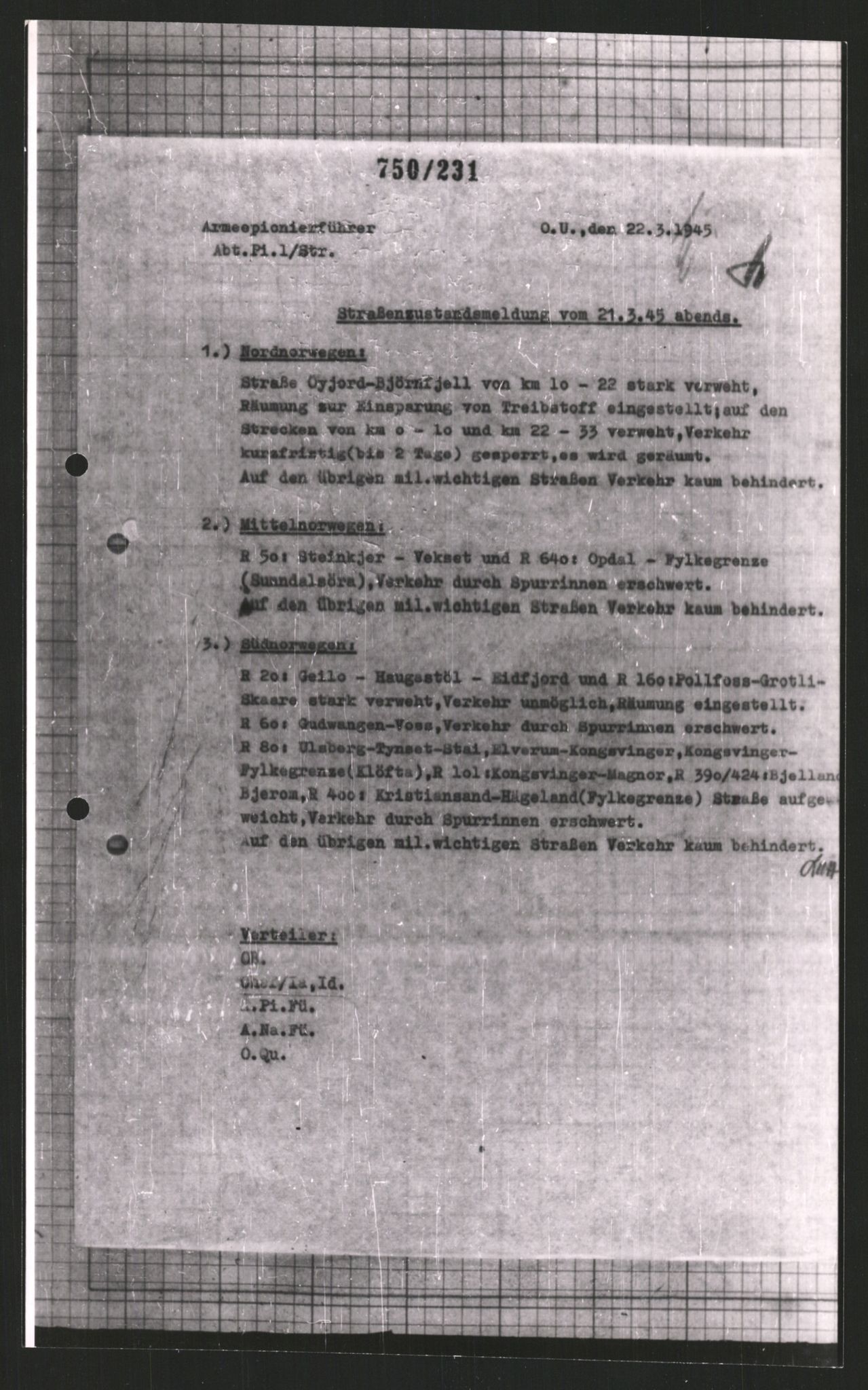 Forsvarets Overkommando. 2 kontor. Arkiv 11.4. Spredte tyske arkivsaker, AV/RA-RAFA-7031/D/Dar/Dara/L0008: Krigsdagbøker for 20. Gebirgs-Armee-Oberkommando (AOK 20), 1945, p. 593