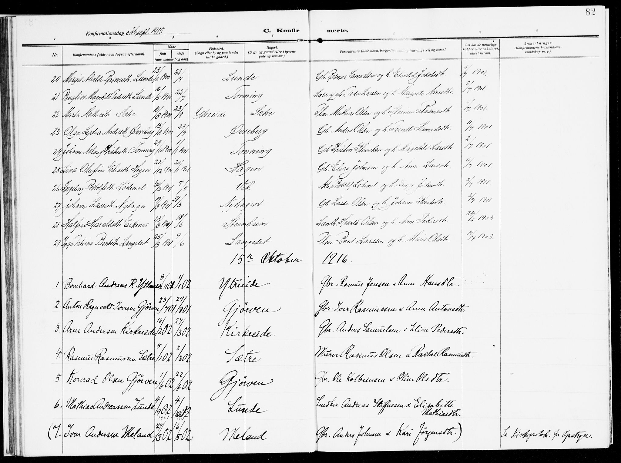 Stryn Sokneprestembete, AV/SAB-A-82501: Parish register (official) no. B 2, 1908-1936, p. 82