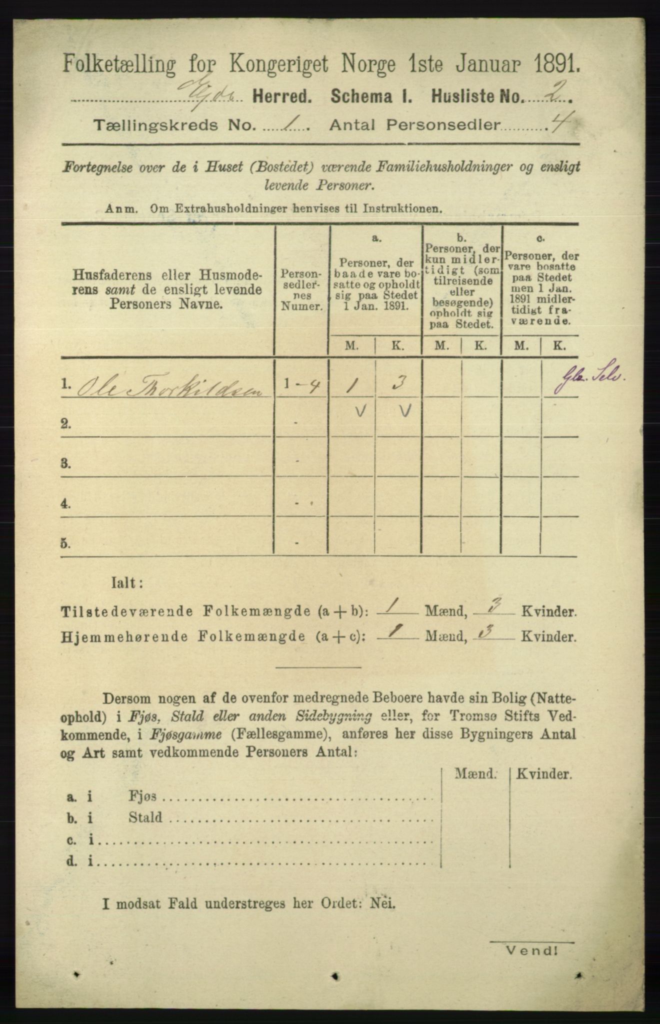 RA, 1891 census for 0925 Eide, 1891, p. 14