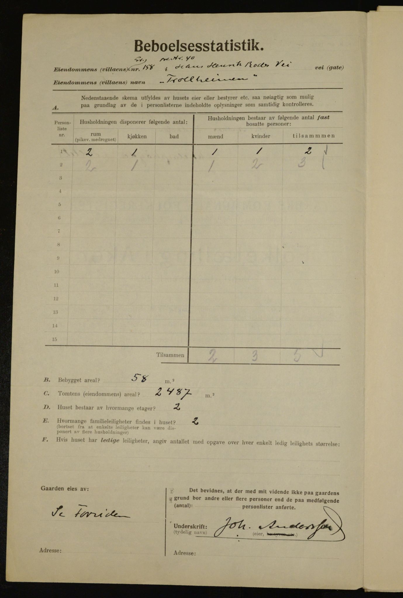 , Municipal Census 1923 for Aker, 1923, p. 39312