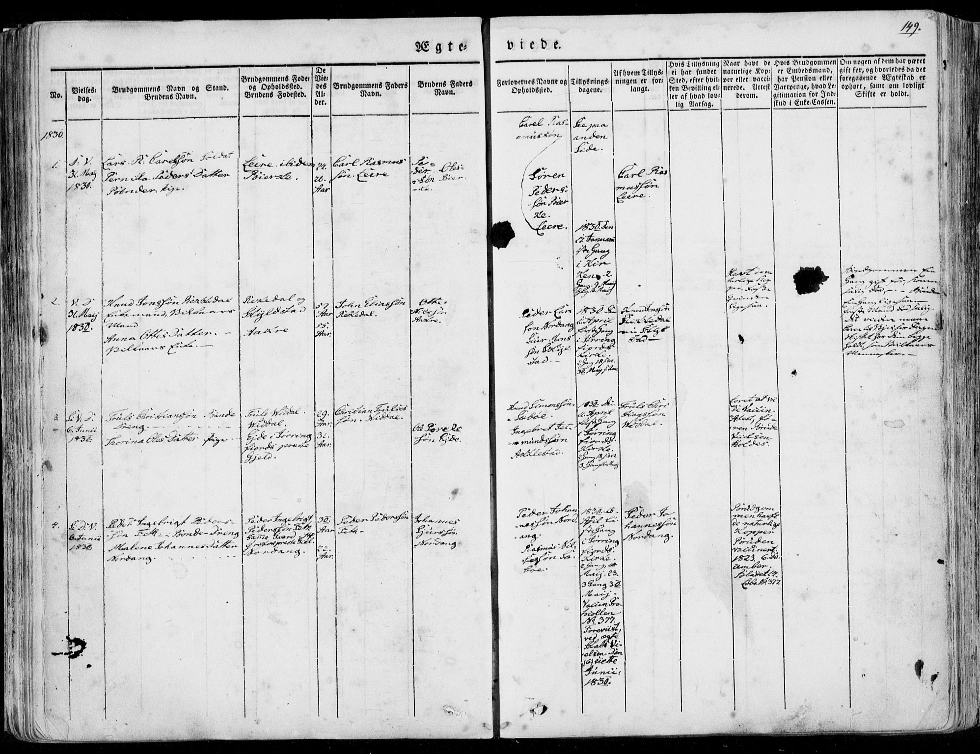 Ministerialprotokoller, klokkerbøker og fødselsregistre - Møre og Romsdal, SAT/A-1454/515/L0208: Parish register (official) no. 515A04, 1830-1846, p. 149