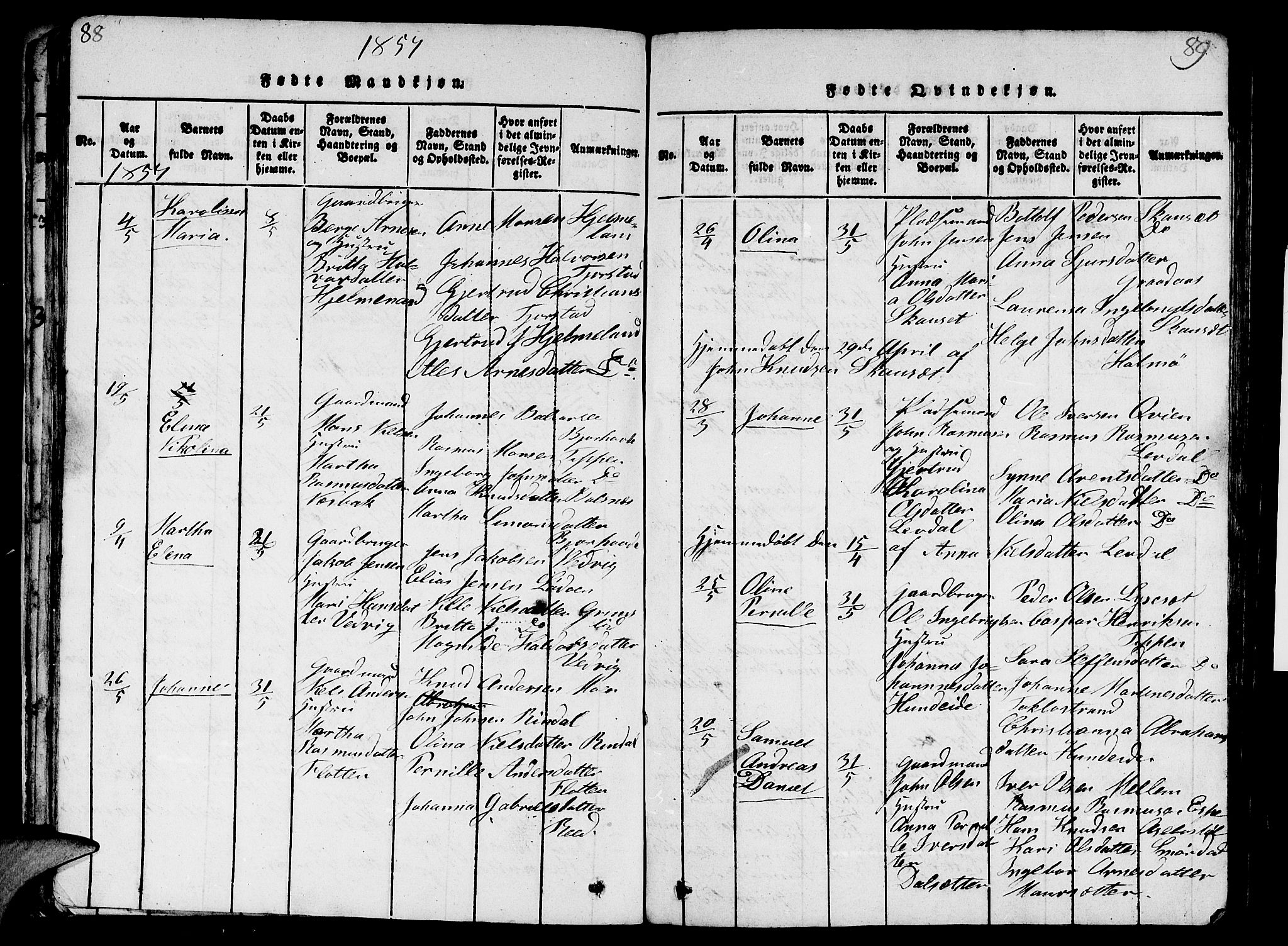 Eid sokneprestembete, AV/SAB-A-82301/H/Hab/Haba/L0001: Parish register (copy) no. A 1, 1816-1862, p. 88-89