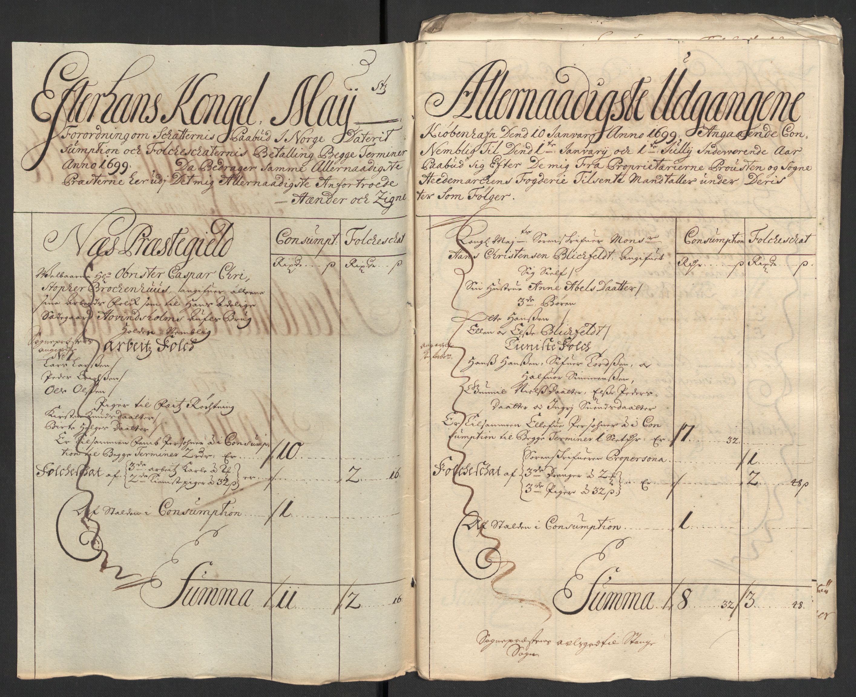 Rentekammeret inntil 1814, Reviderte regnskaper, Fogderegnskap, AV/RA-EA-4092/R16/L1038: Fogderegnskap Hedmark, 1699, p. 97