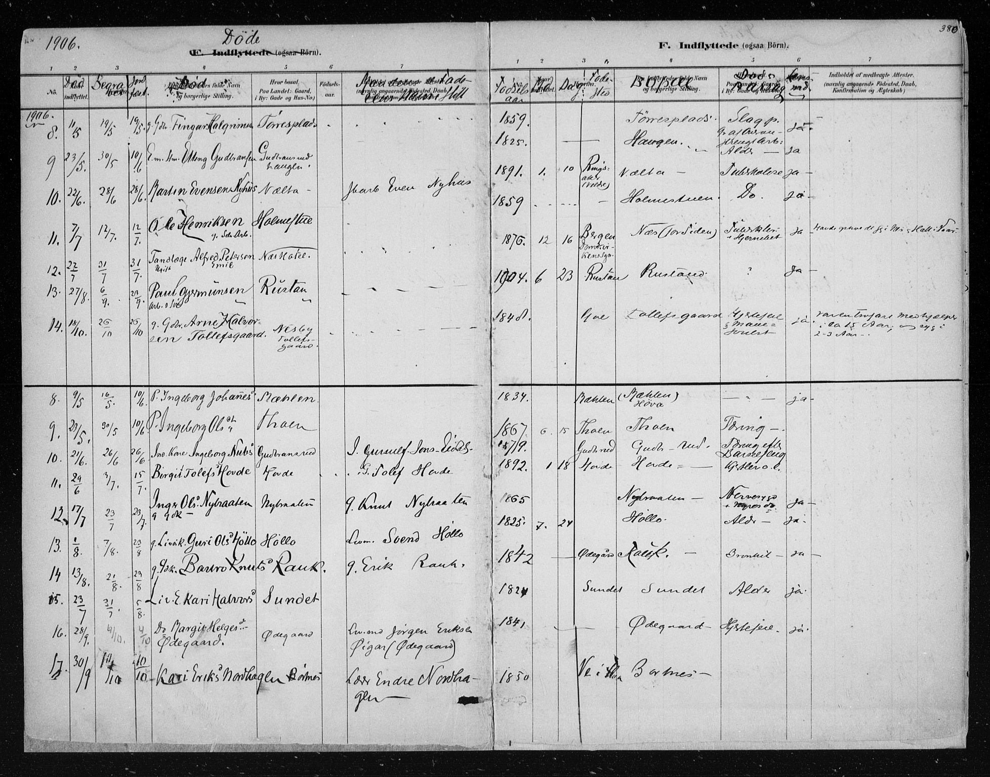 Nes kirkebøker, AV/SAKO-A-236/F/Fa/L0011: Parish register (official) no. 11, 1881-1912, p. 380