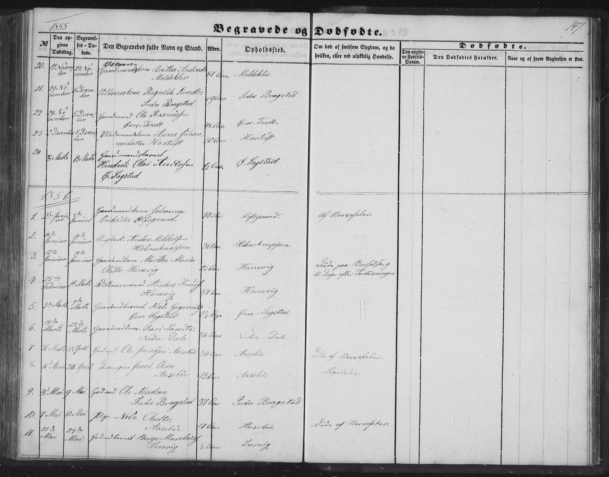 Alversund Sokneprestembete, AV/SAB-A-73901/H/Ha/Hab: Parish register (copy) no. C 1, 1851-1866, p. 147