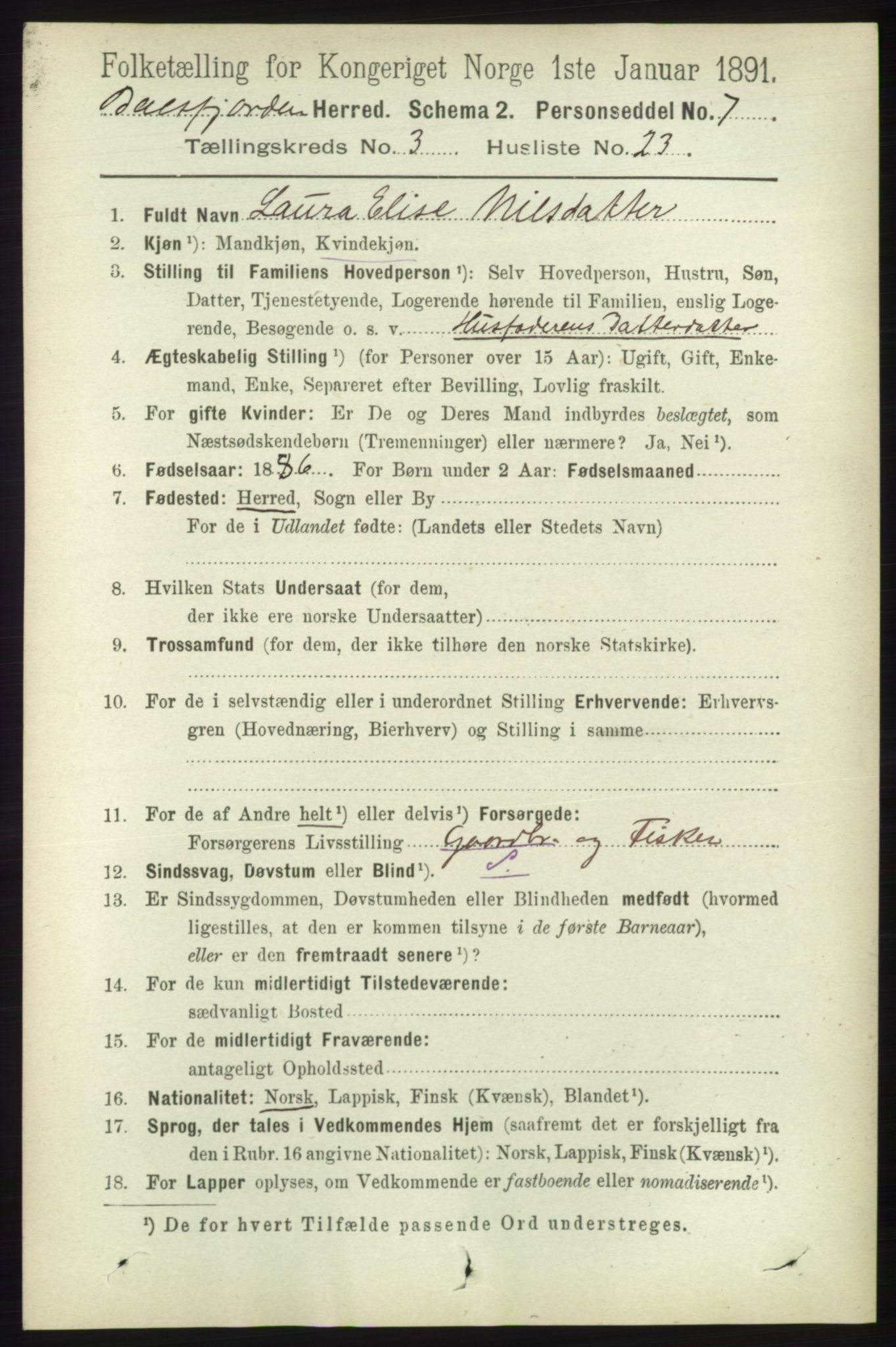 RA, 1891 census for 1933 Balsfjord, 1891, p. 1042