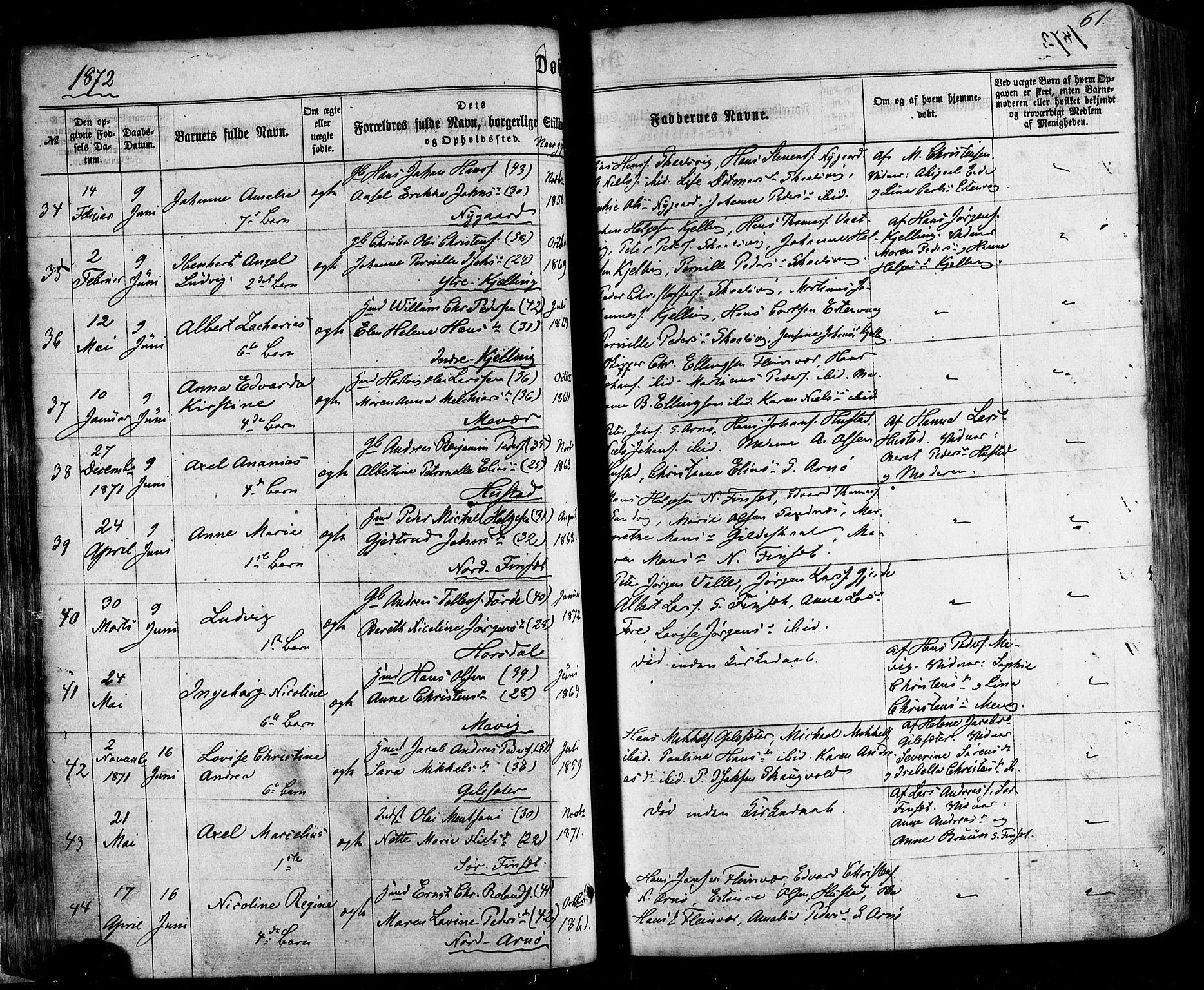 Ministerialprotokoller, klokkerbøker og fødselsregistre - Nordland, SAT/A-1459/805/L0098: Parish register (official) no. 805A05, 1862-1879, p. 61