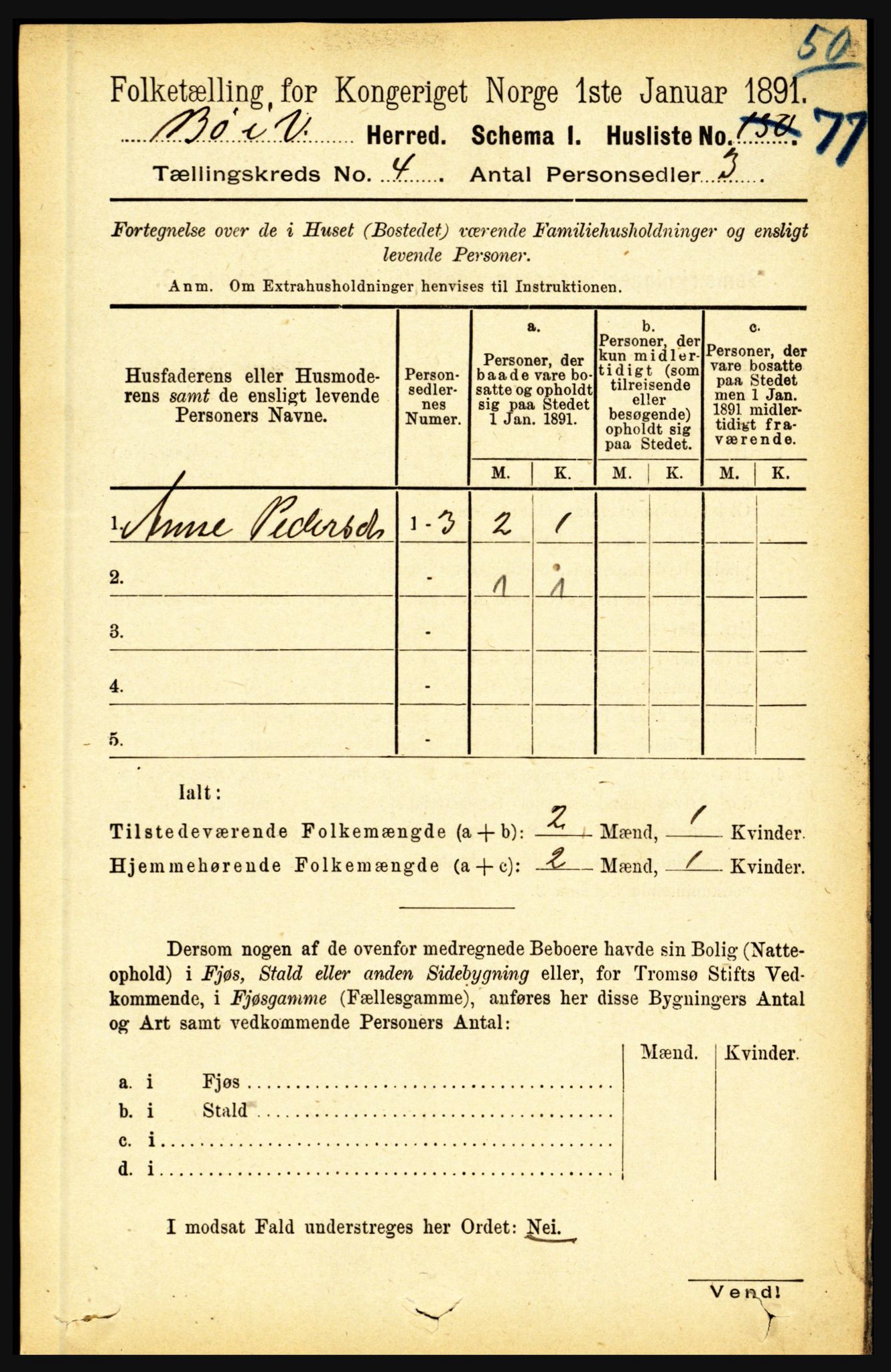 RA, 1891 census for 1867 Bø, 1891, p. 1394