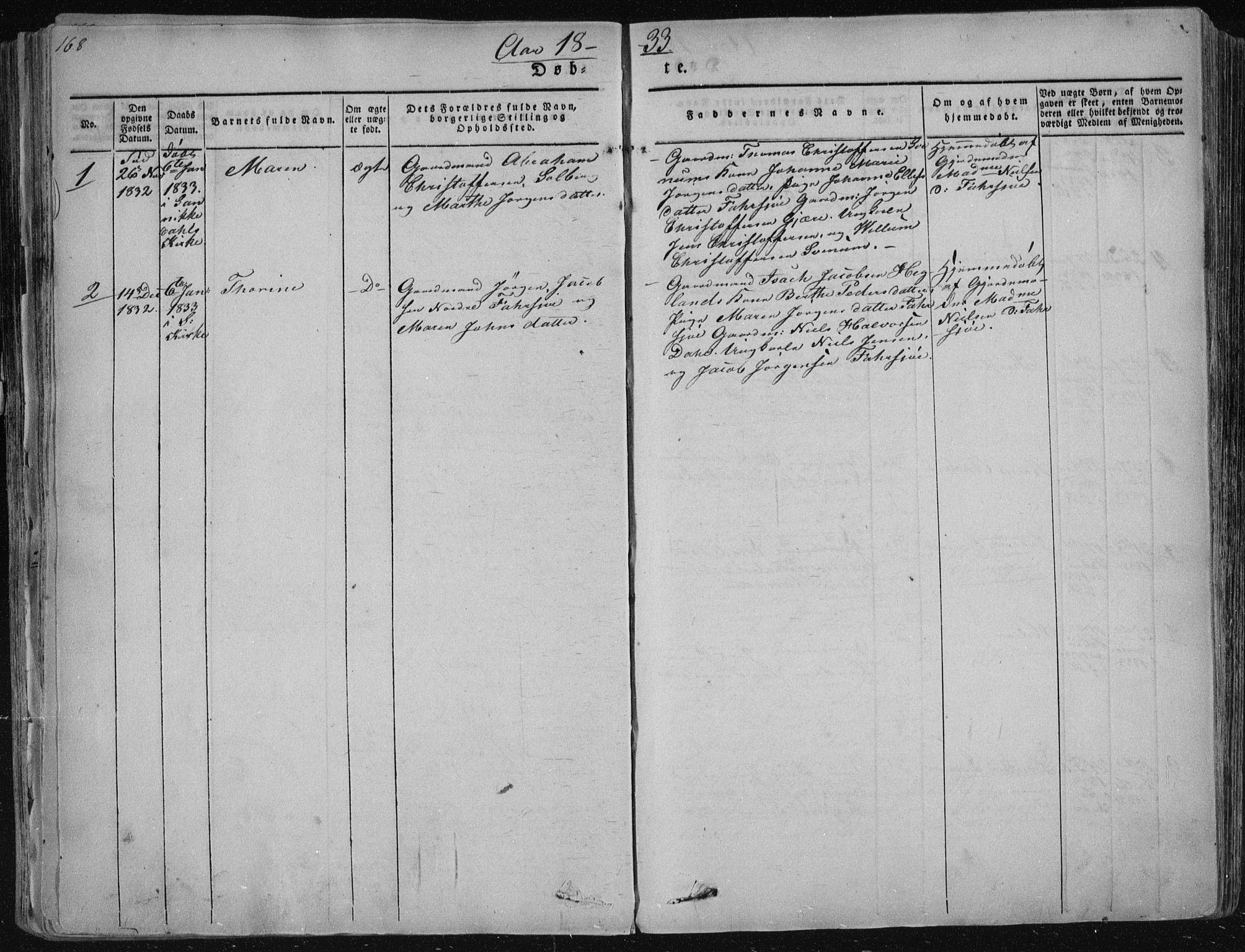 Sannidal kirkebøker, SAKO/A-296/F/Fa/L0006: Parish register (official) no. 6, 1831-1847, p. 168