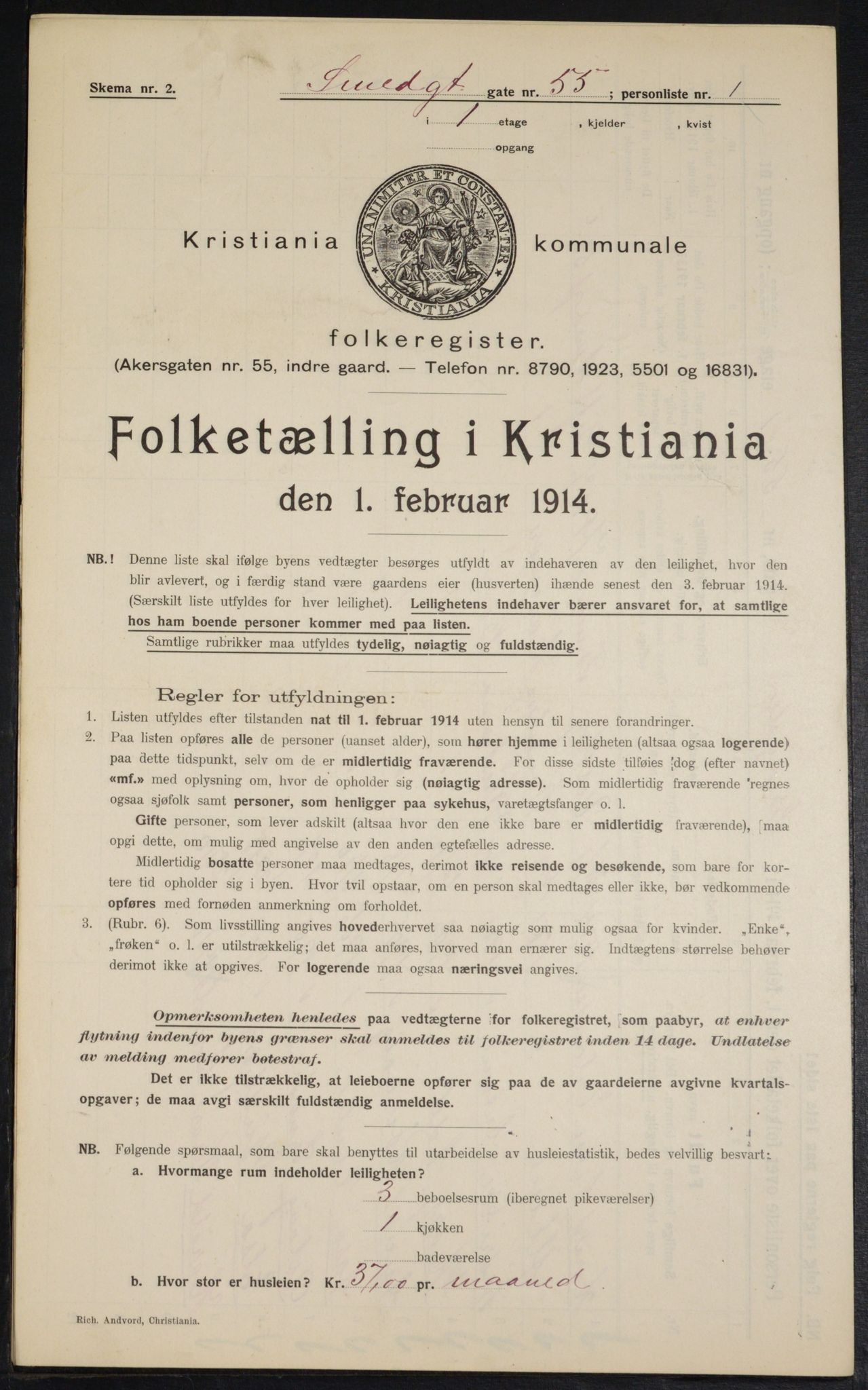 OBA, Municipal Census 1914 for Kristiania, 1914, p. 97551