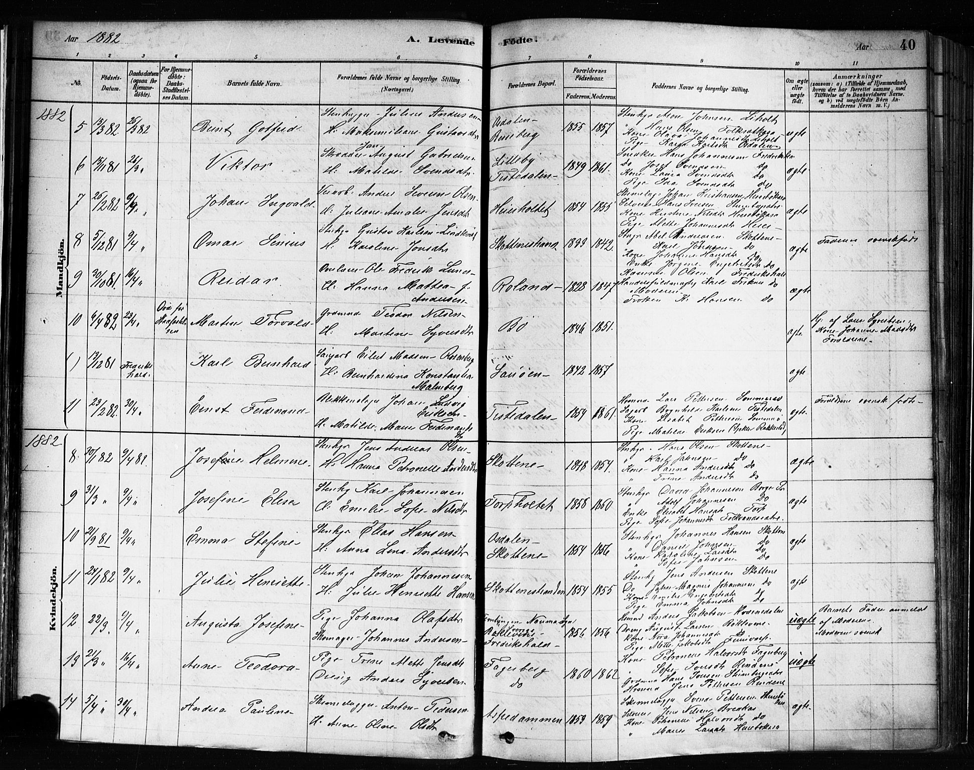 Idd prestekontor Kirkebøker, AV/SAO-A-10911/F/Fc/L0006a: Parish register (official) no. III 6A, 1878-1903, p. 40