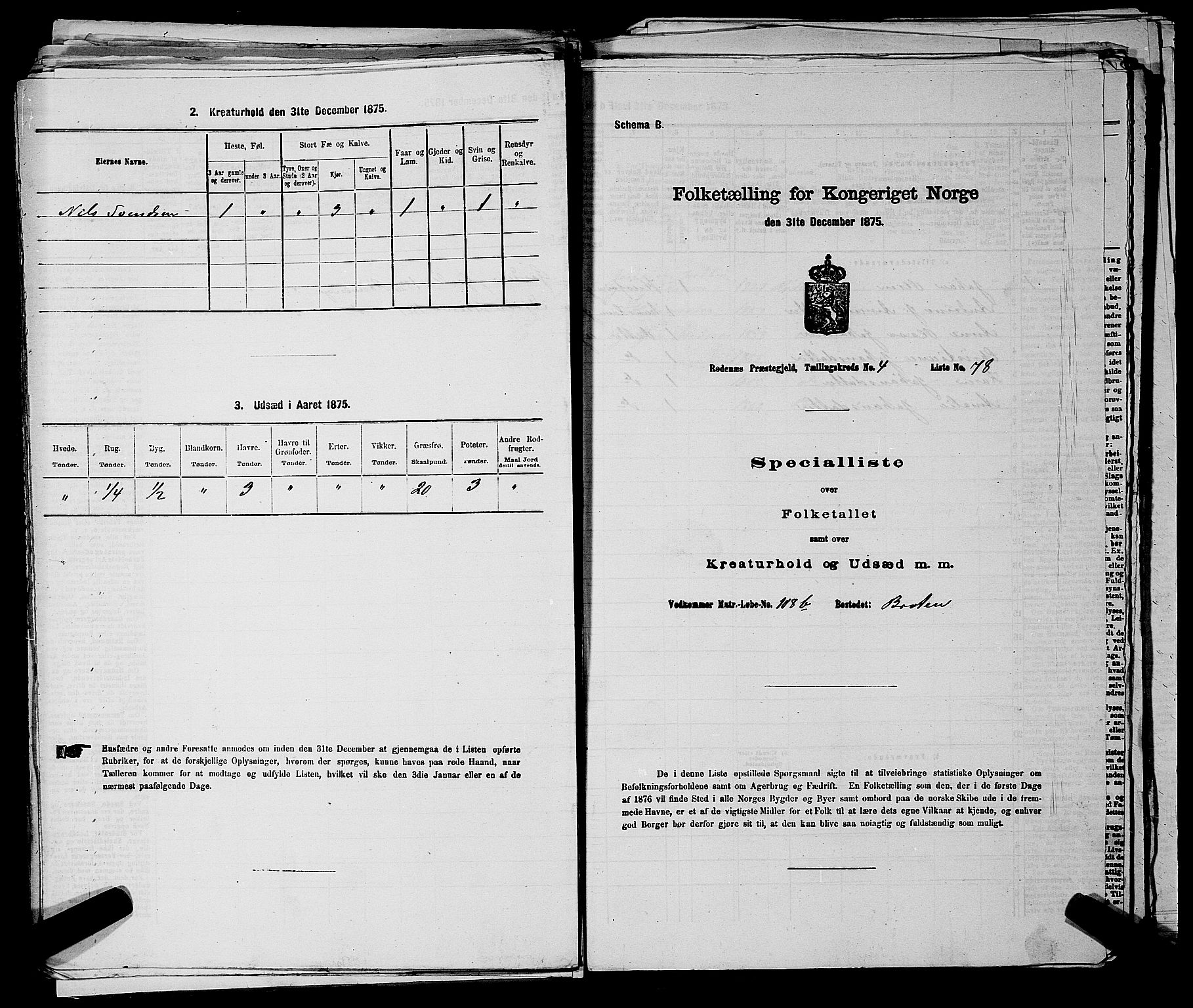 RA, 1875 census for 0120P Rødenes, 1875, p. 665