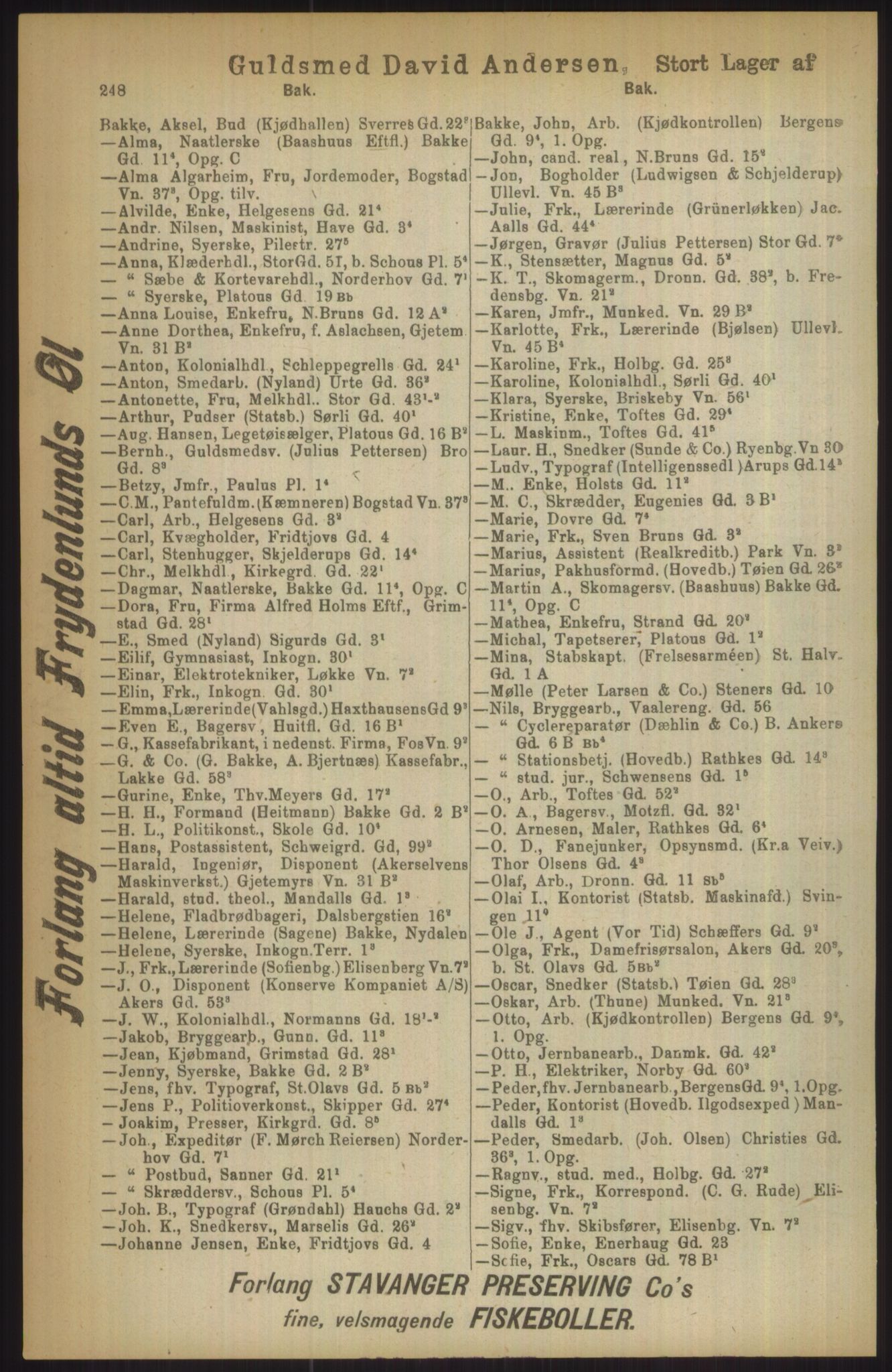 Kristiania/Oslo adressebok, PUBL/-, 1911, p. 248